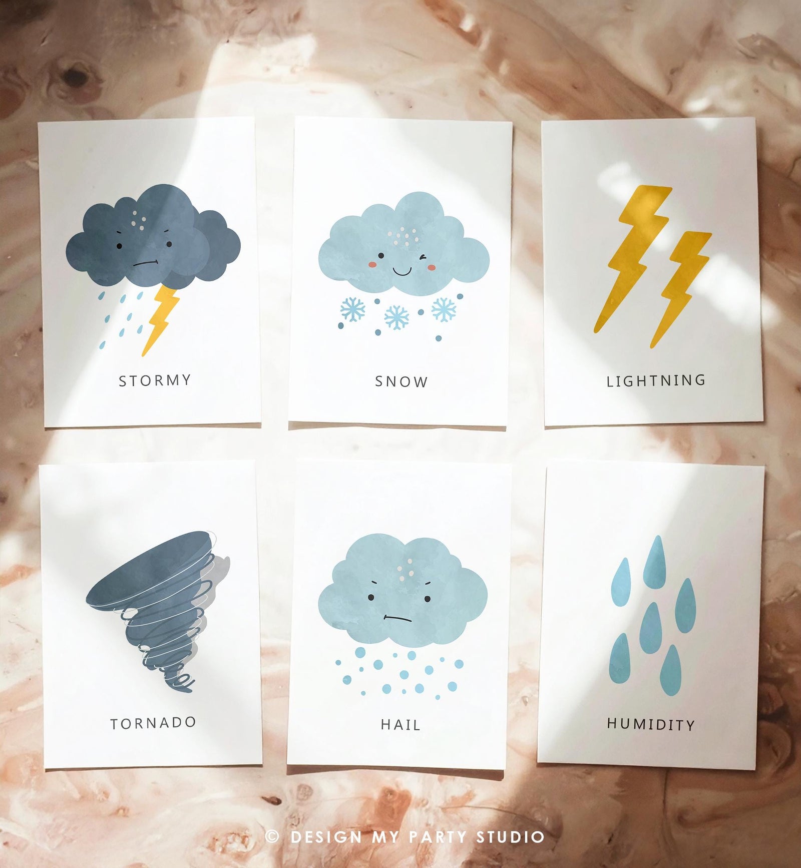 16 Weather Flash Cards Educational Flashcards Forecast Graph Rainbow Colors Montessori Classroom Decor Digital Download Printable 0550