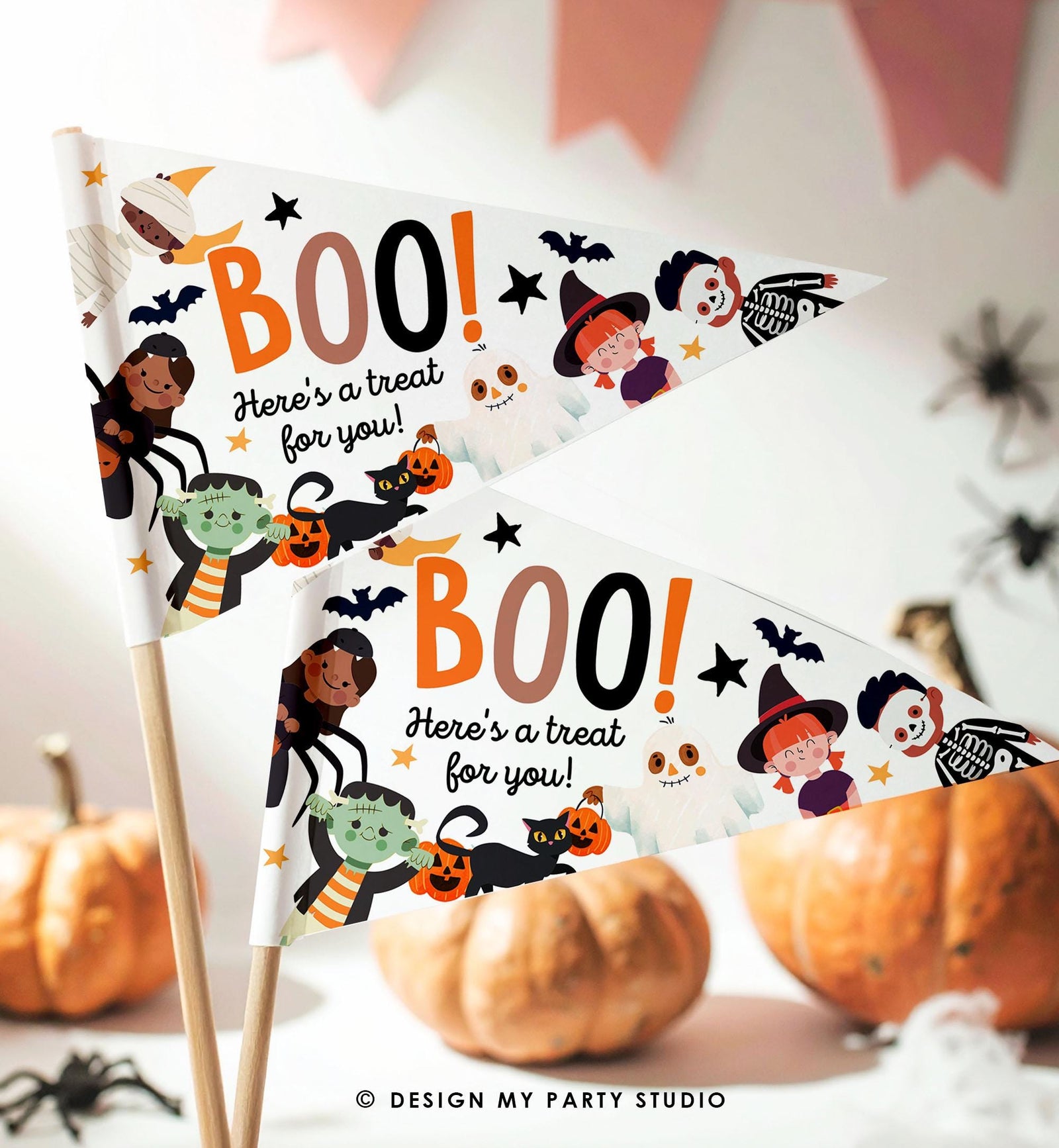 Editable Boo Basket Halloween Kit Printable Halloween Gift Tag You've Been Booed Flag Kids Ghosts Props Digital Instant Download 0261 0473
