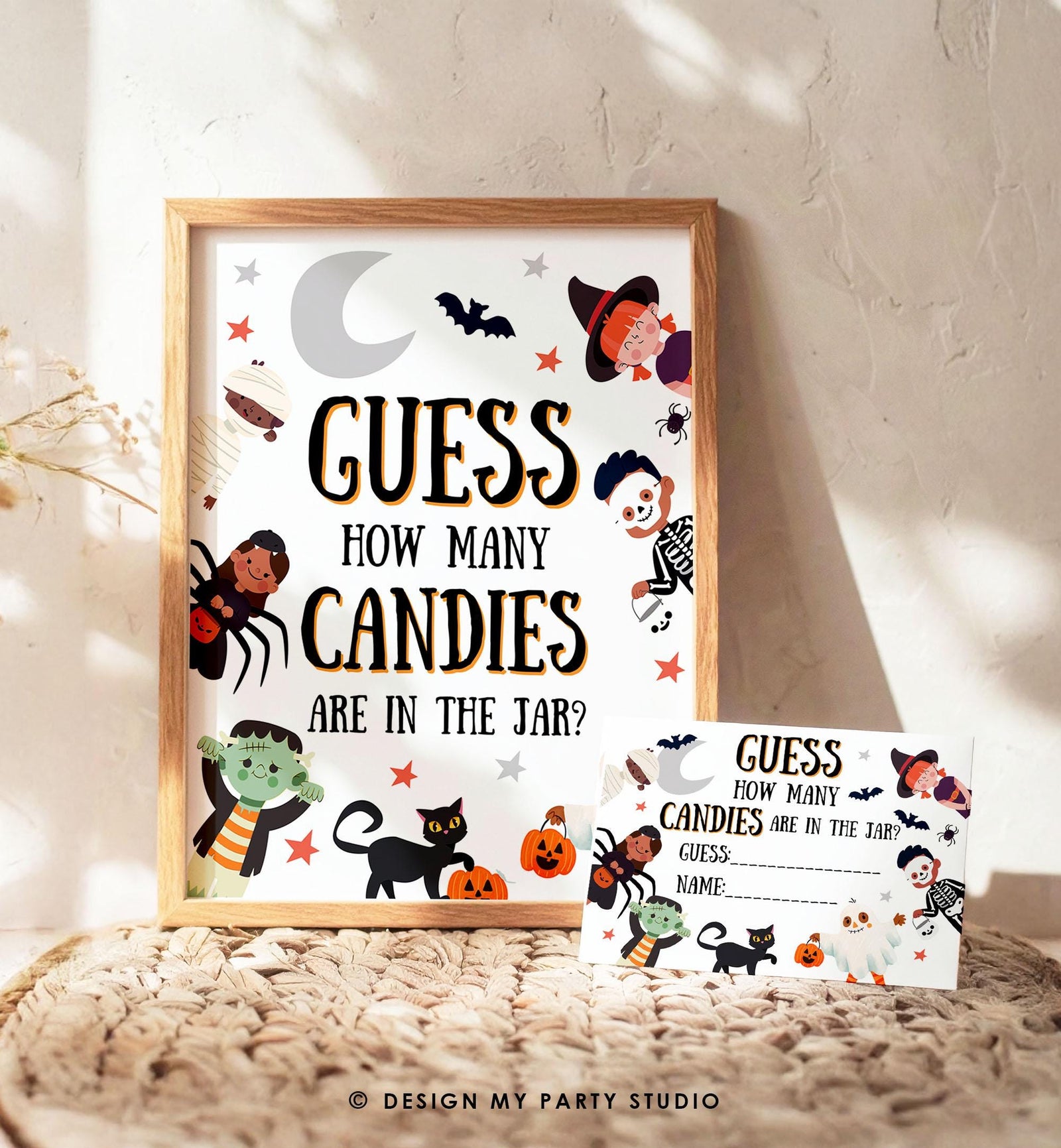 Game Guess How Many Candies Are in the Jar Halloween Baby Shower Guessing Game Activity Candy Birthday Costumes Download Printable 0473