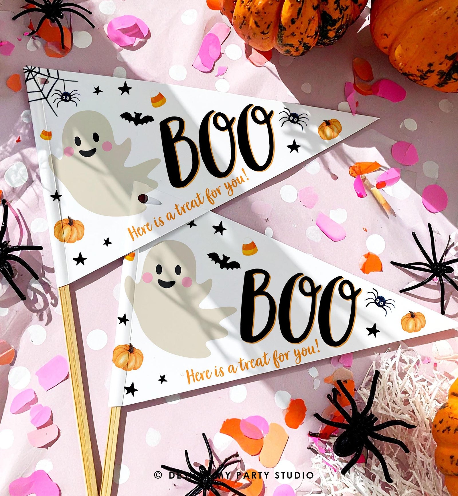 Editable Boo Basket Halloween Kit Printable Halloween Gift Tag You've Been Booed Flag Kids Ghosts Props Digital Instant Download 0261 0418