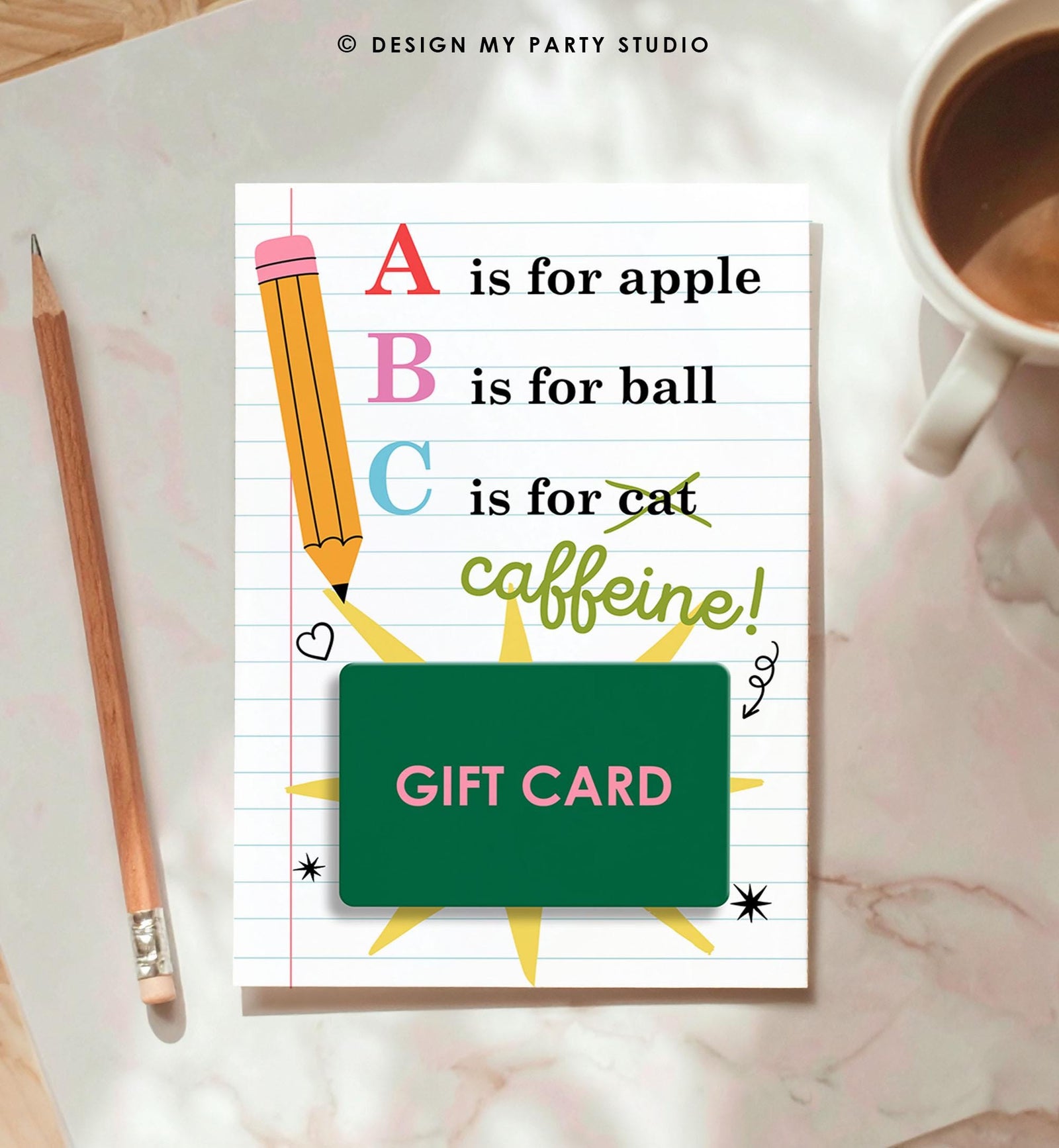 Back To School Teacher Gift Teacher Appreciation Gift Card Holder Coffee Gift Card First Day of School Holidays Download Printable 0464