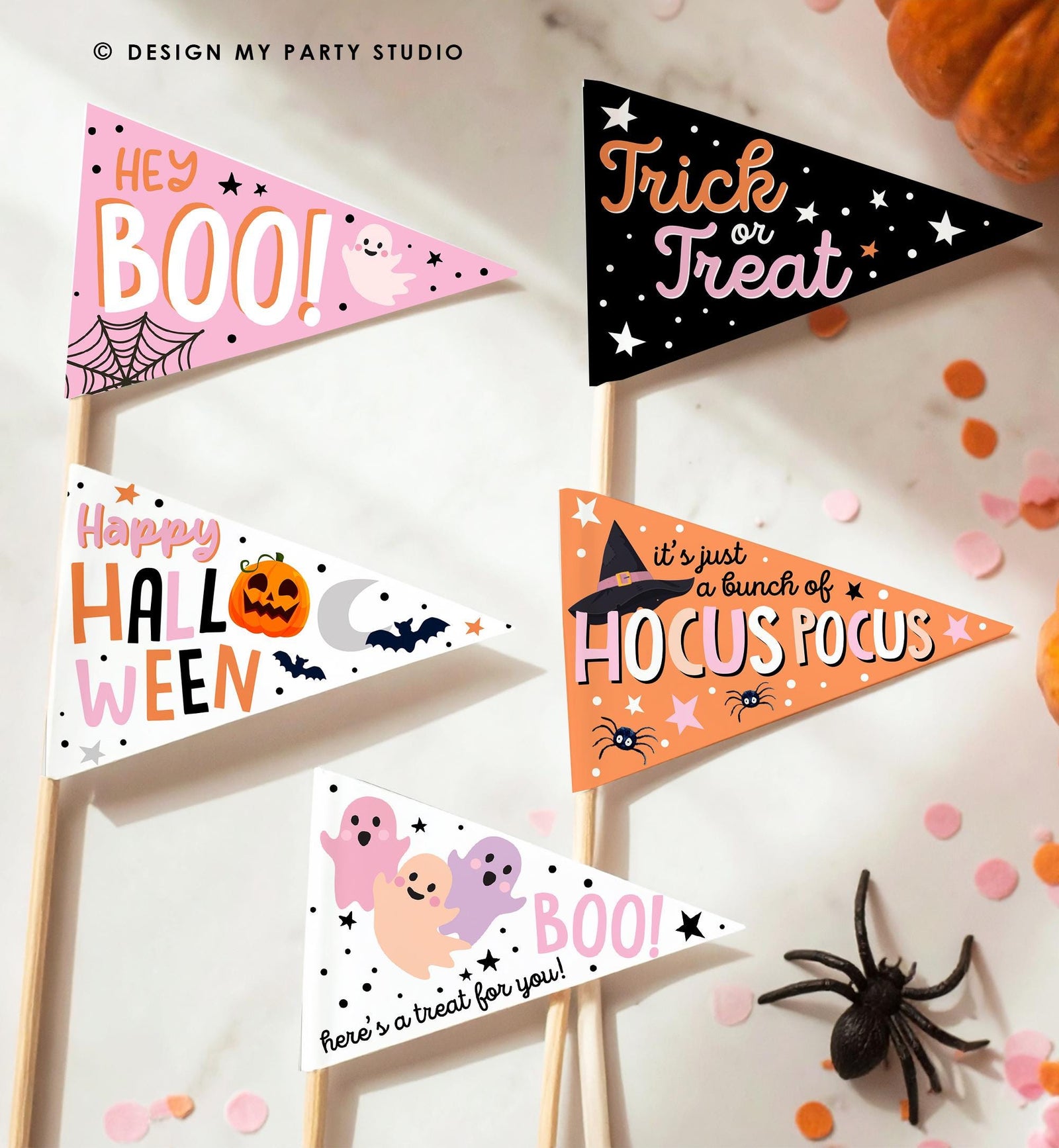 Printable Halloween Pennant Flags Halloween Gift Tag Boo Basket Flag Kids Trick or Treat Prints Props DIY Digital Instant Download 0261