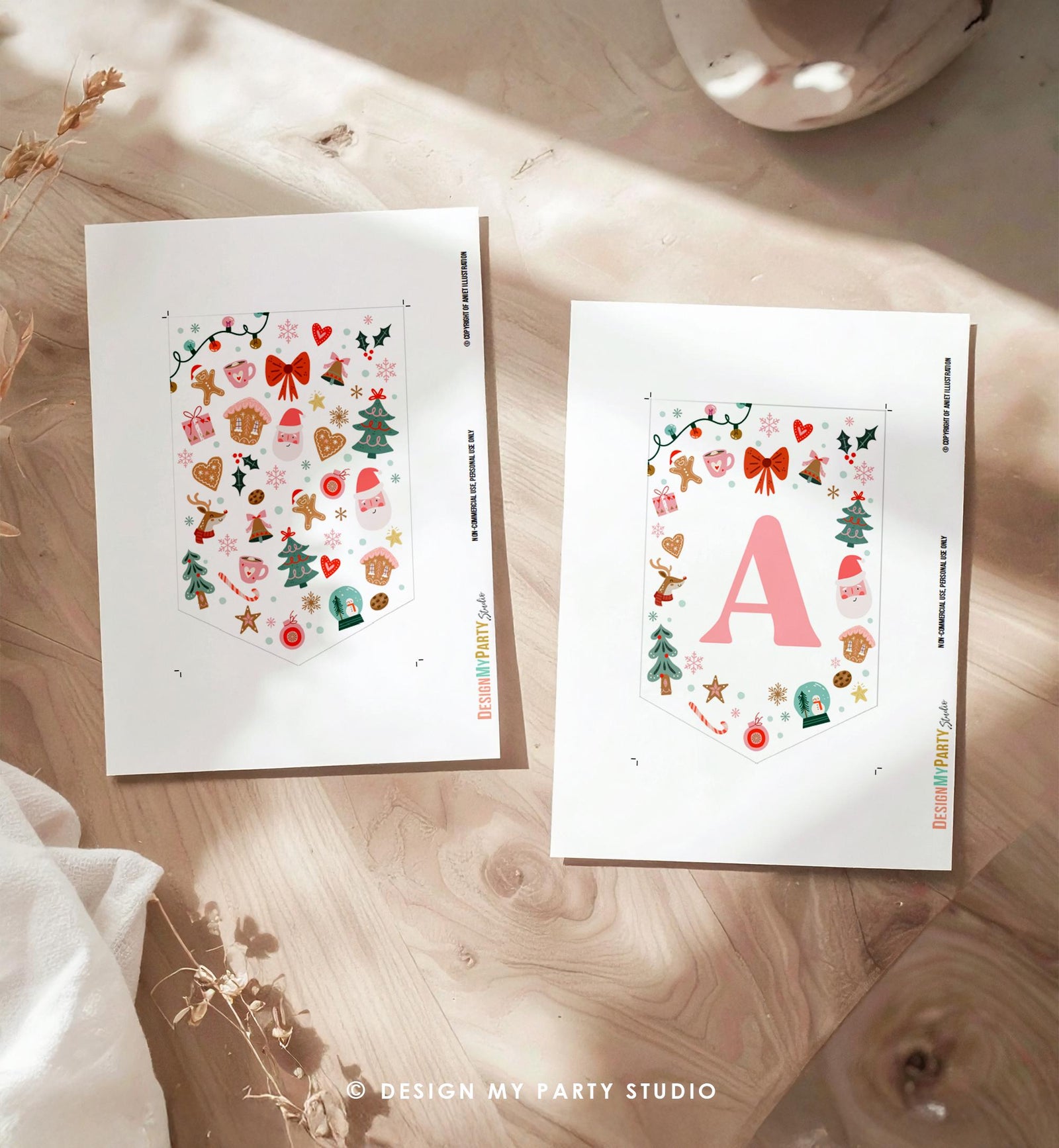 Christmas Alphabet Banner A-Z Numbers Banner Winter Girl Birthday Baby It's Cold Outside Shower Santa Claus Cookies Decor Printable 0529