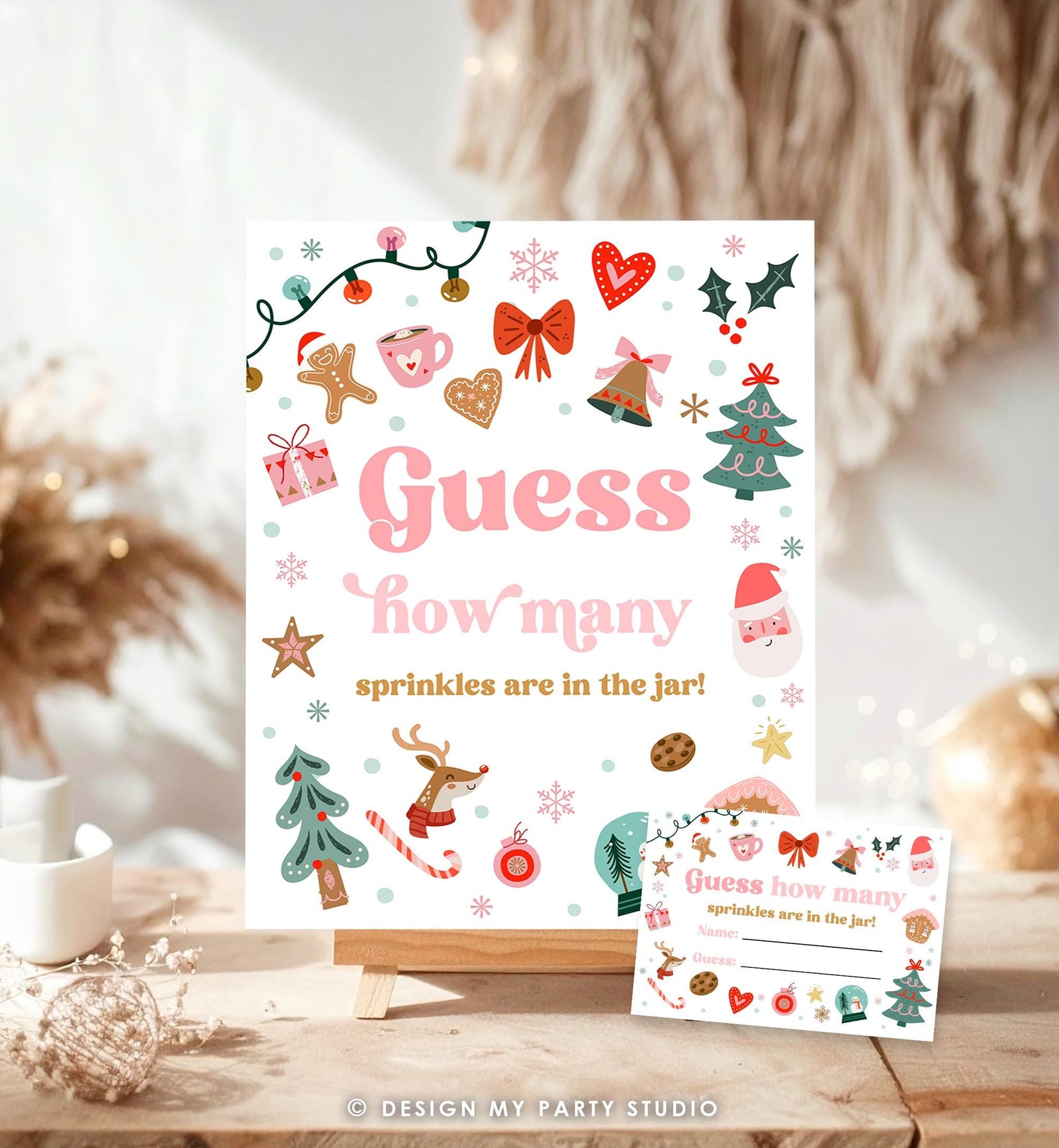 Editable Guess How Many Sprinkles Are in the Jar Game Christmas Baby it's Cold Outside Winter Santa Cookies Digital Template Printable 0529