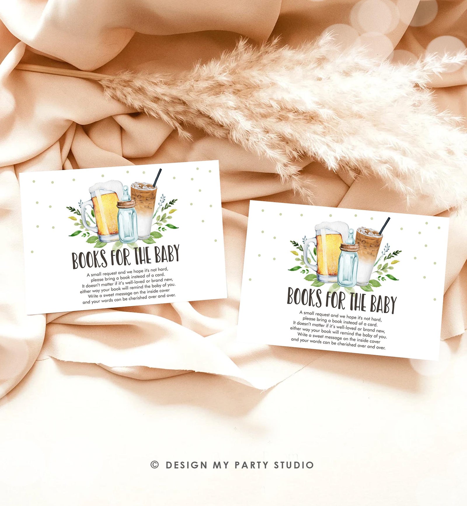 Editable Books for Baby Card Bring a Book Card Cold Brew Baby is Brewing Baby shower Book Insert Request Digital Template Printable 0190
