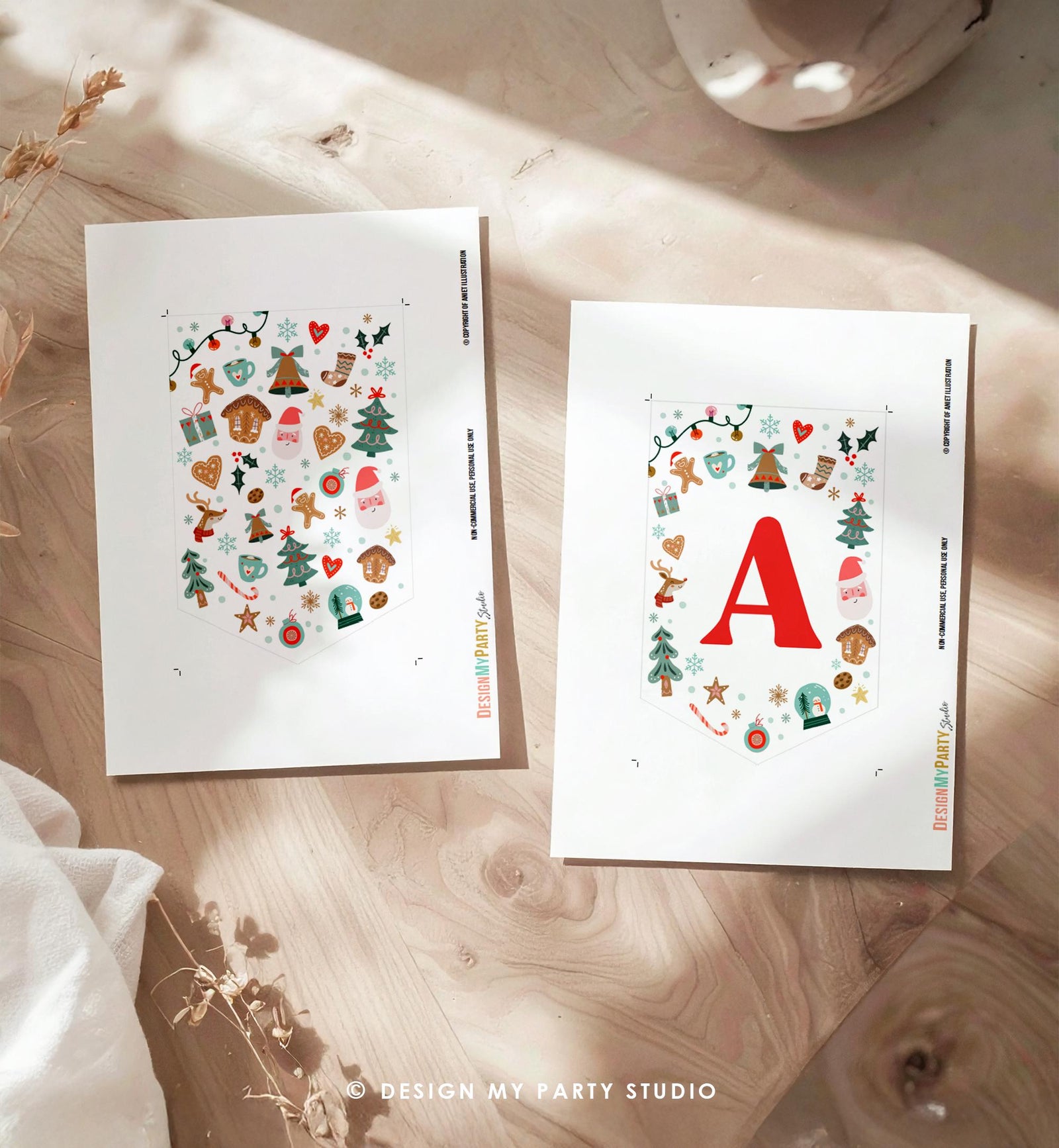 Christmas Alphabet Banner A-Z Numbers Banner Winter Boy Birthday Baby It's Cold Outside Shower Santa Claus Cookies Decor Printable 0529