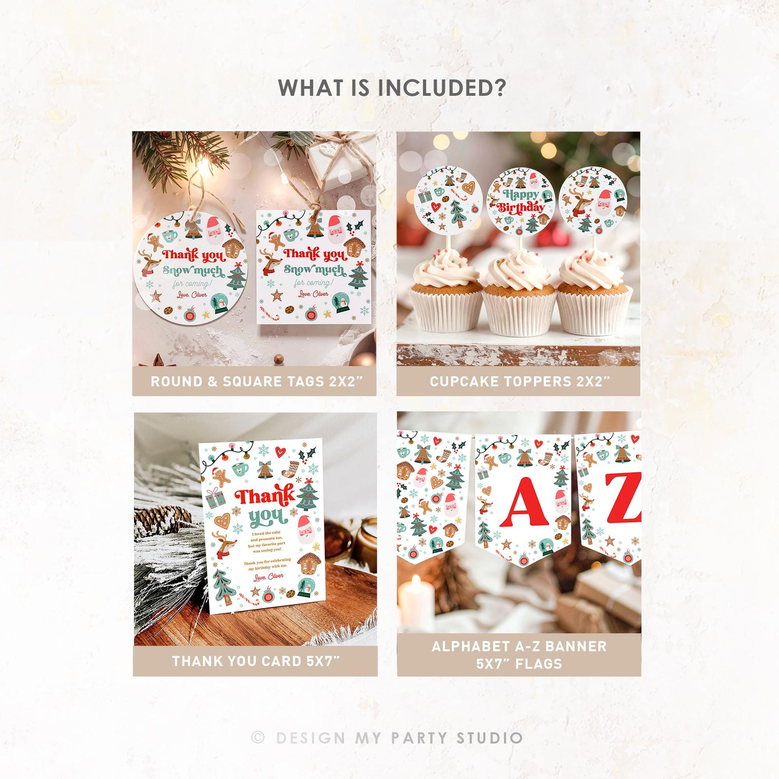 Christmas Birthday Bundle Winter Onederland Boy Girl First Birthday Wonderland Santa Gingerbread Cookies Digital Template Printable 0529