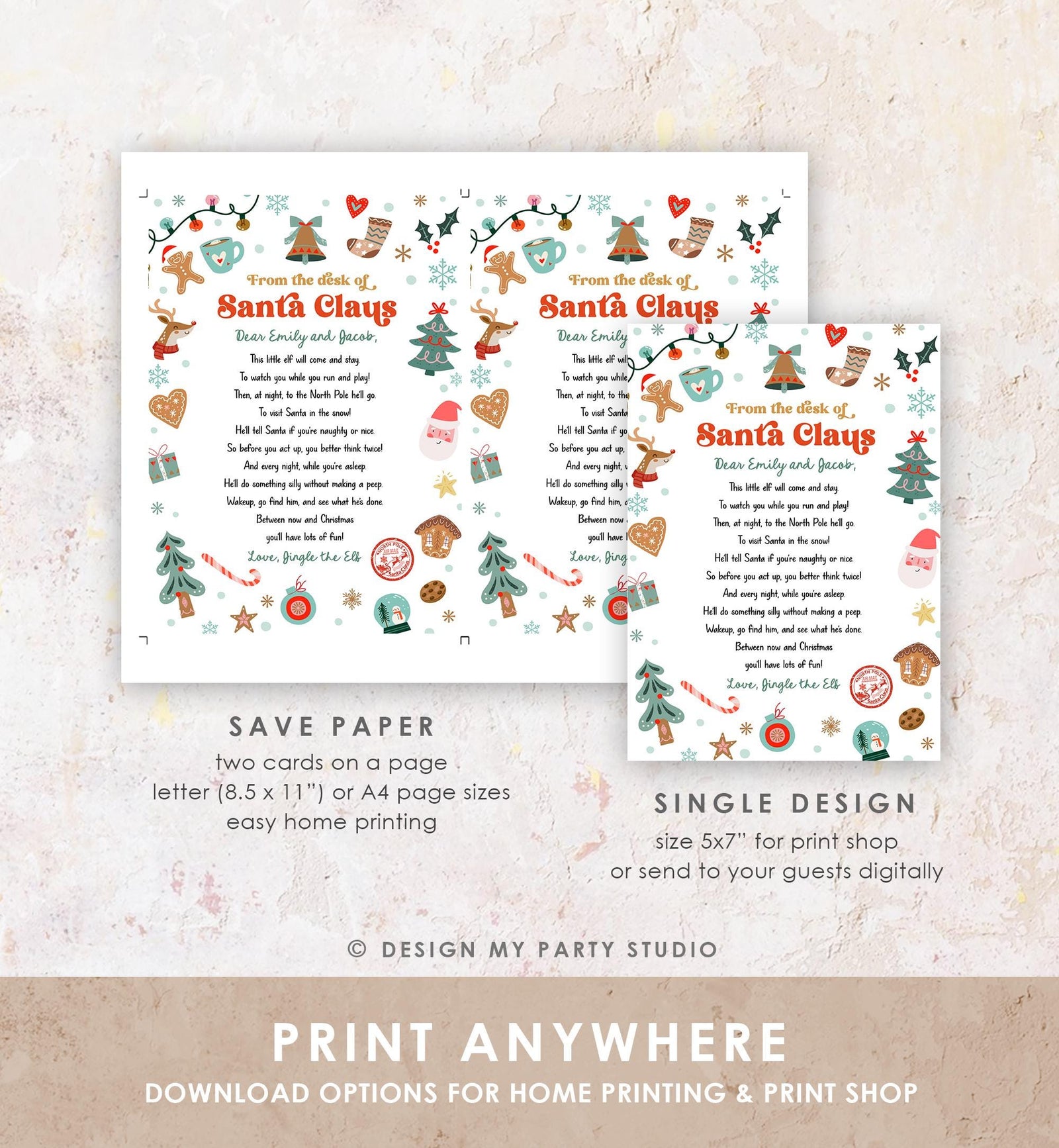 Editable From the Desk of Santa Claus First Time Elf Arrival Letter Return Letter Christmas Elf I'm Back Digital Template Printable 0529