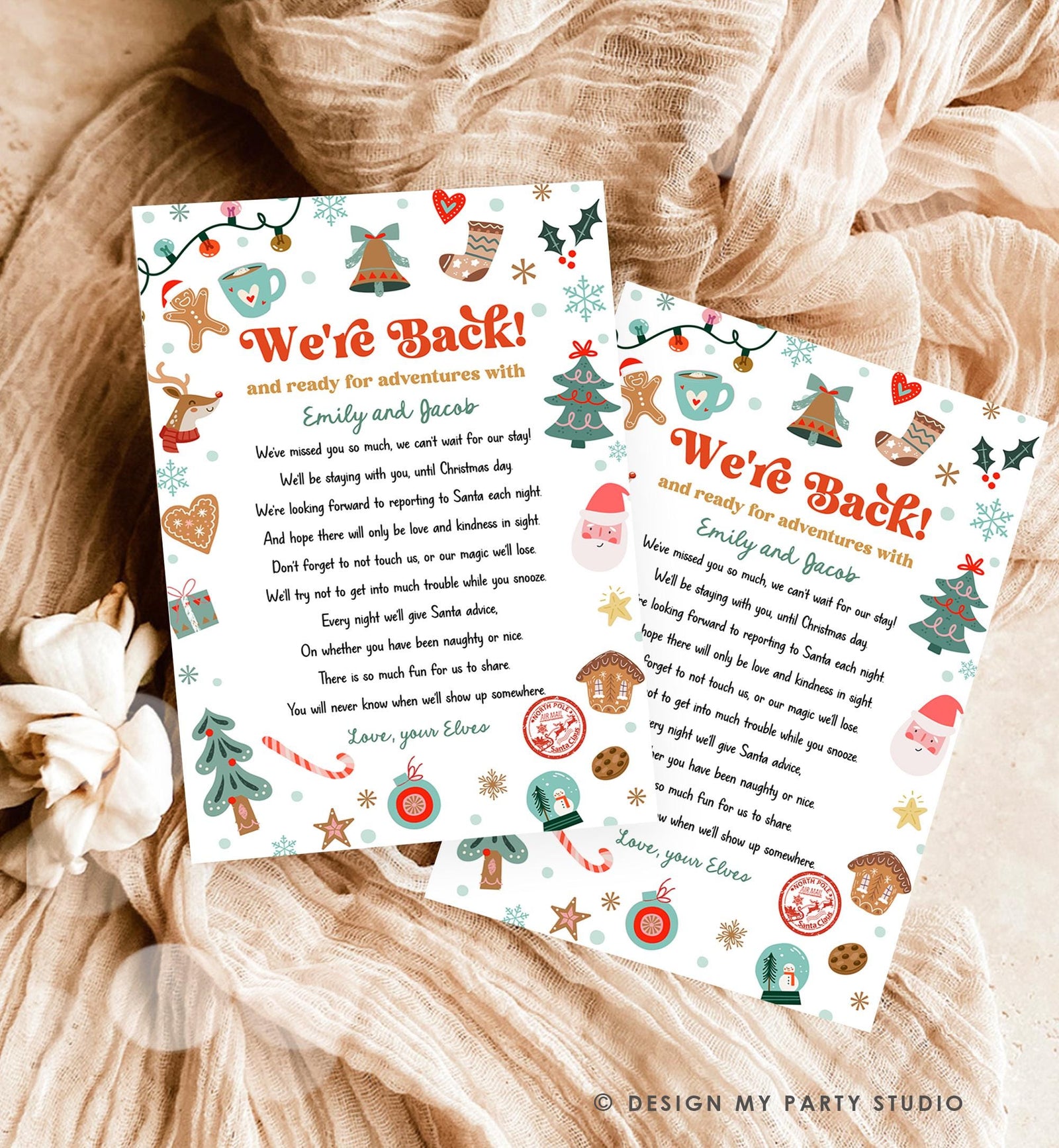 Editable Elf Arrival Letter Return Letter Christmas Elf We're Back Elf Welcome Hello from Elves Boy Girl Digital Template Printable 0529