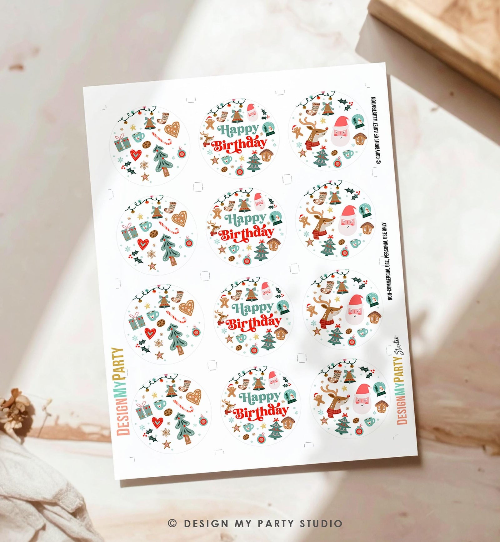 Christmas Cupcake Toppers Winter Onederland Birthday Party Decorations Oh What Fun Girl Boy Stickers Tags Download Digital Printable 0529