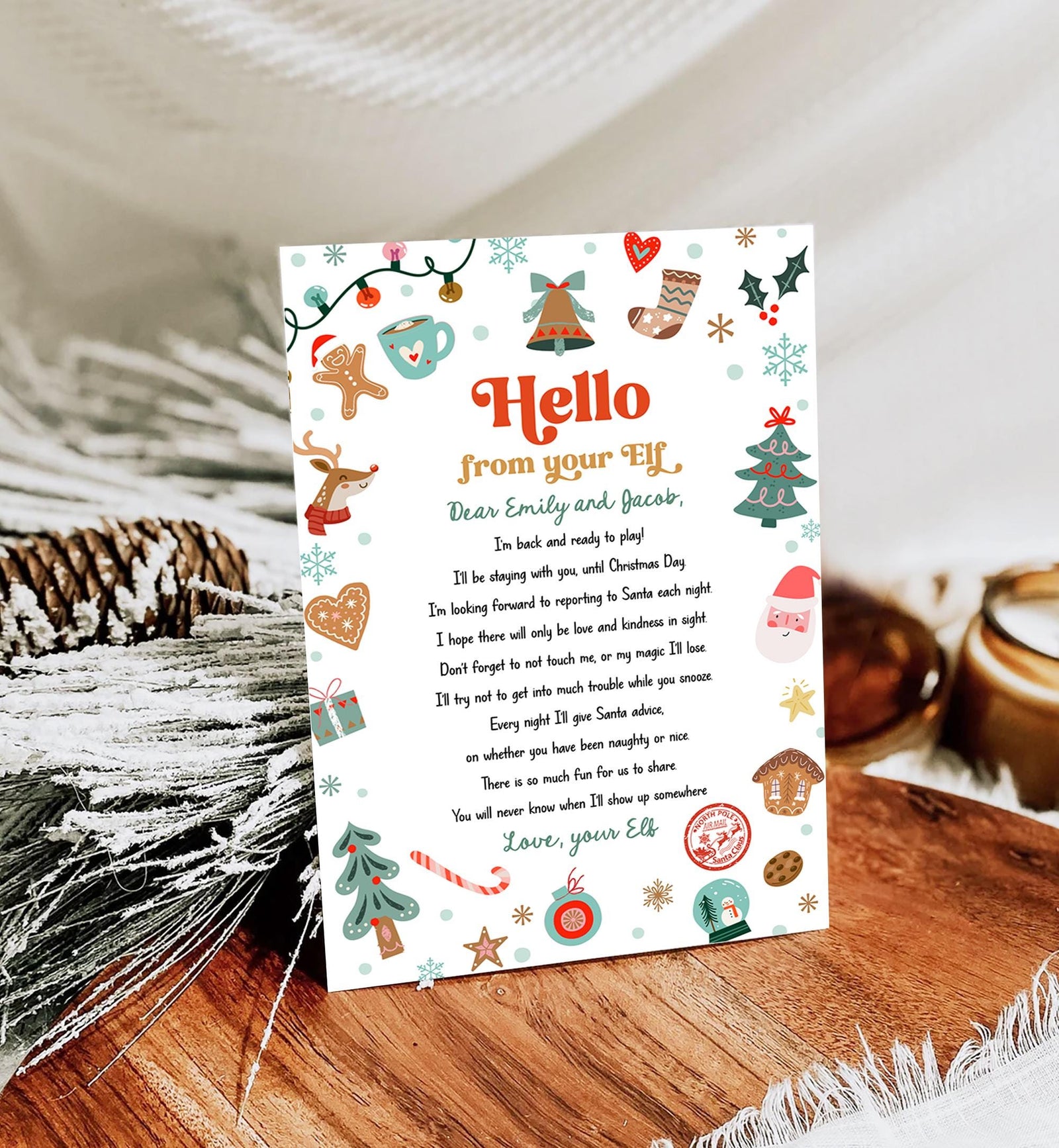 Editable Hello From Your Elf Arrival Letter Return Letter Christmas Elf I'm Back Elf Welcome Elf Digital Download Template Printable 0529