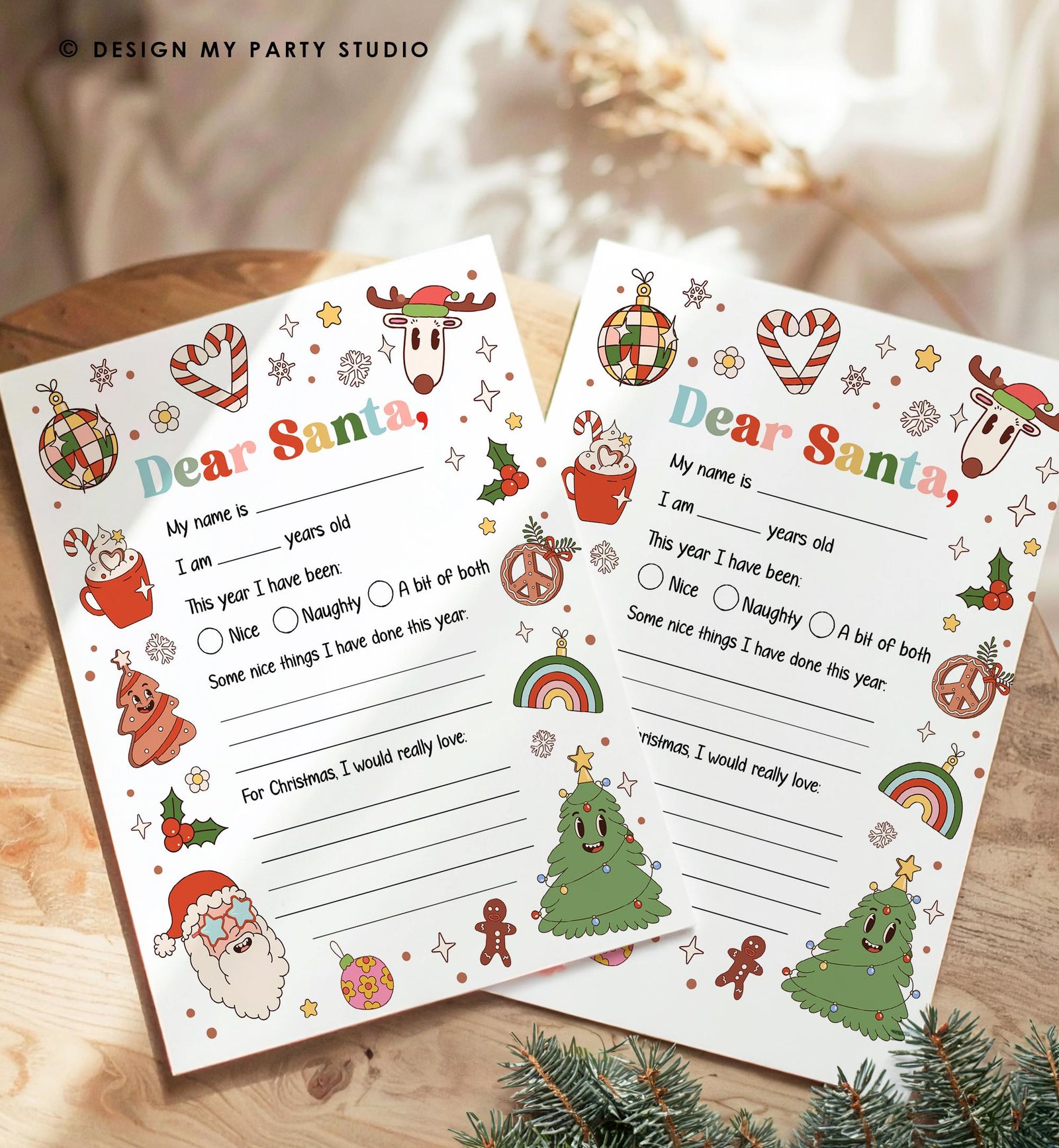 Christmas Wish List Letter to Santa for Kids Christmas Activity Christmas Fun Santa Wish List Printable Digital Instant Download 0522