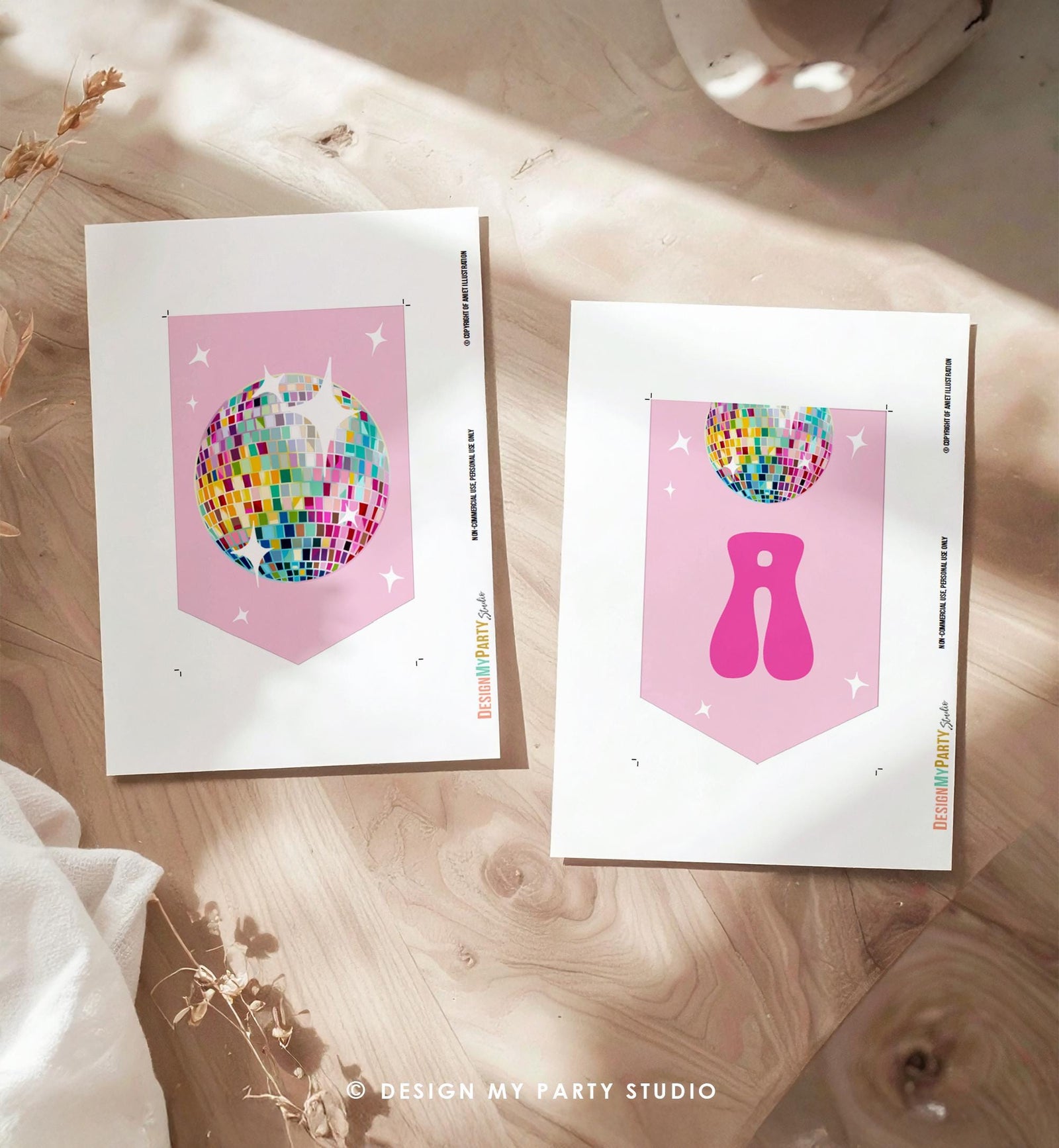 Disco Ball Alphabet Banner A-Z Birthday Banner Girl Pink Let's Disco 70s Disco Party Retro Groovy Decor Digital Download Printable 0501