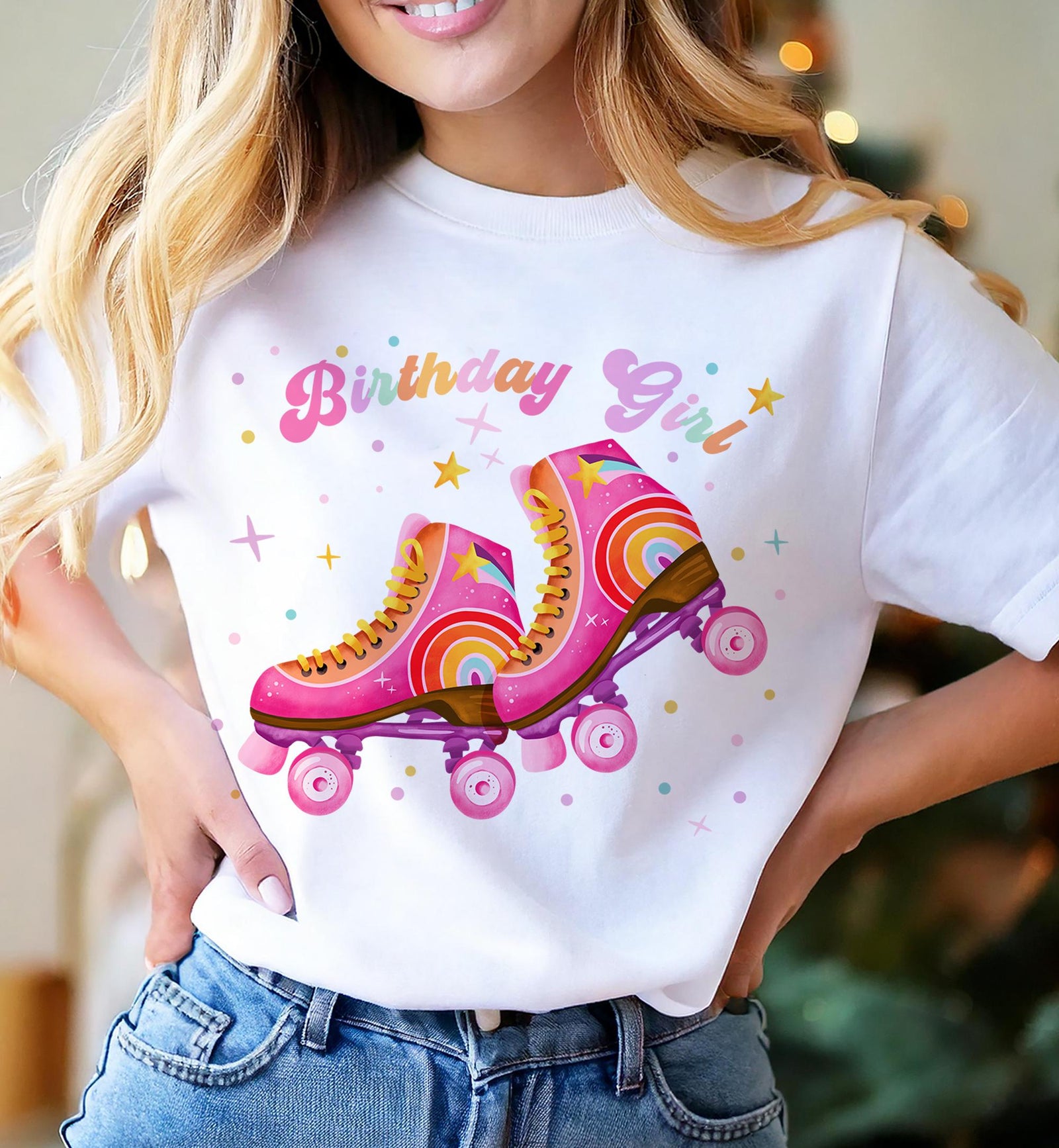 Roller Skating Birthday Party Girl Rolling into Birthday Girl PNG for Sublimation Birthday Shirt Instant Download Digital Download File 0569