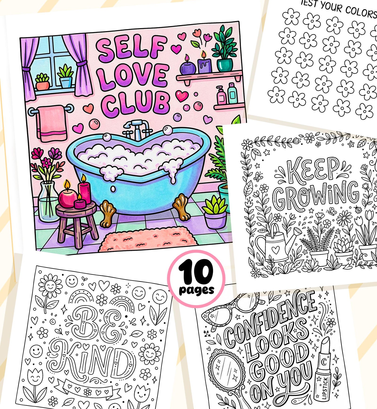 Affirmation Coloring Pages for Kids Teens Adults Stress Relief Inspirational 10 pages PDF Digital Coloring Printable Instant Download 0547