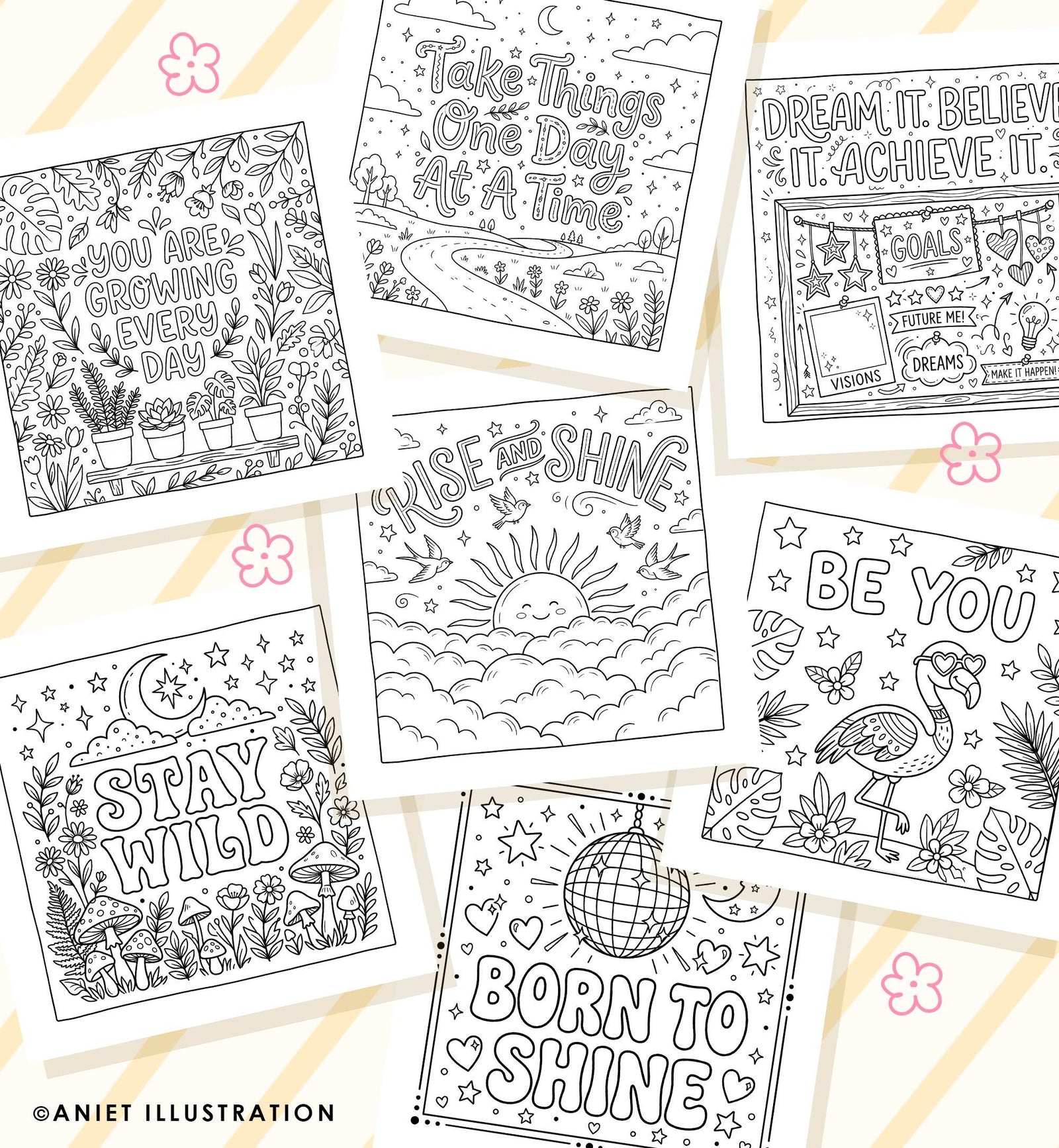 Affirmation Coloring Pages for Kids Teens Adults Stress Relief Inspirational 10 pages PDF Digital Coloring Printable Instant Download 0547