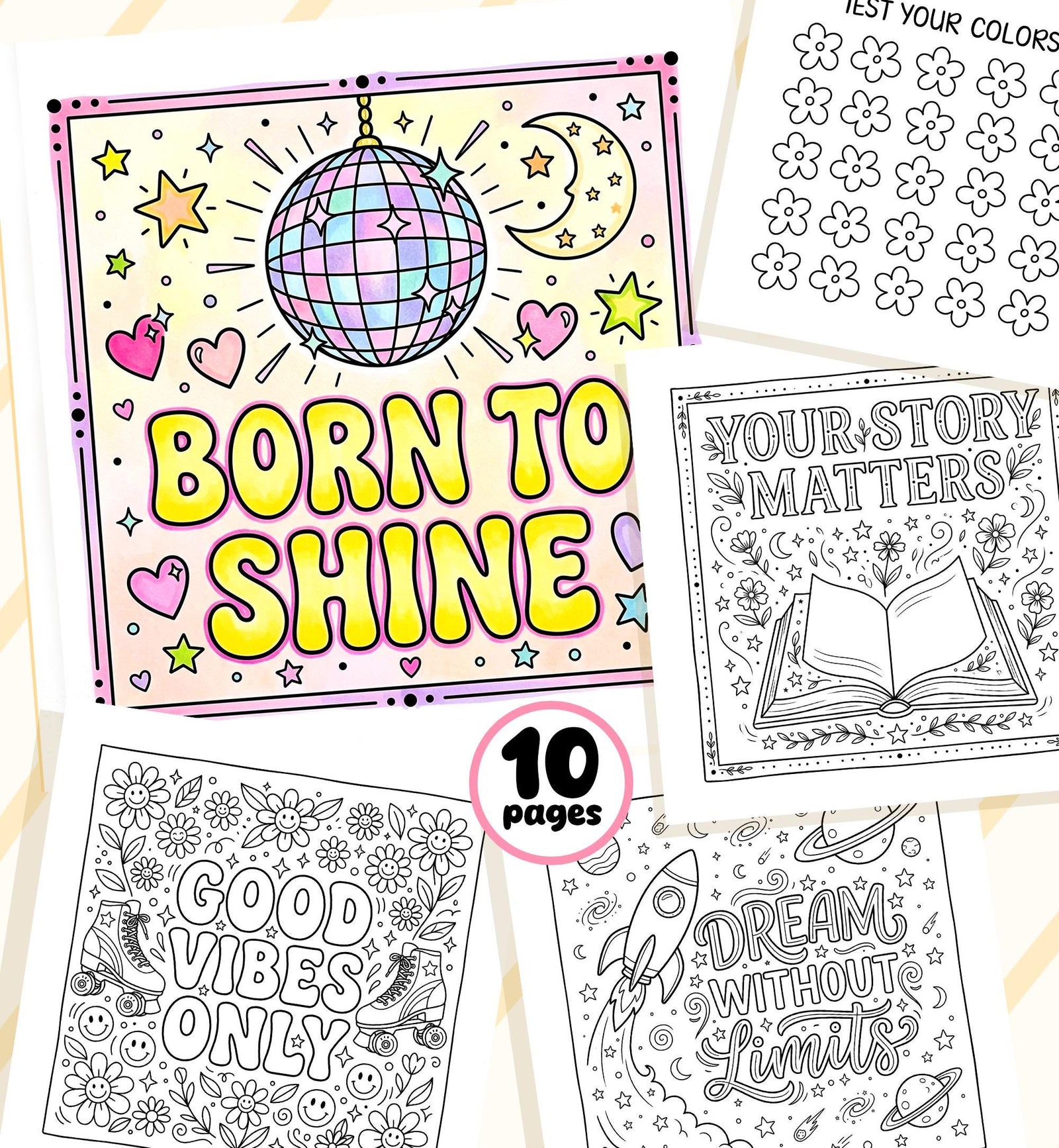 Affirmation Coloring Pages for Kids Teens Adults Stress Relief Inspirational 10 pages PDF Digital Coloring Printable Instant Download 0547