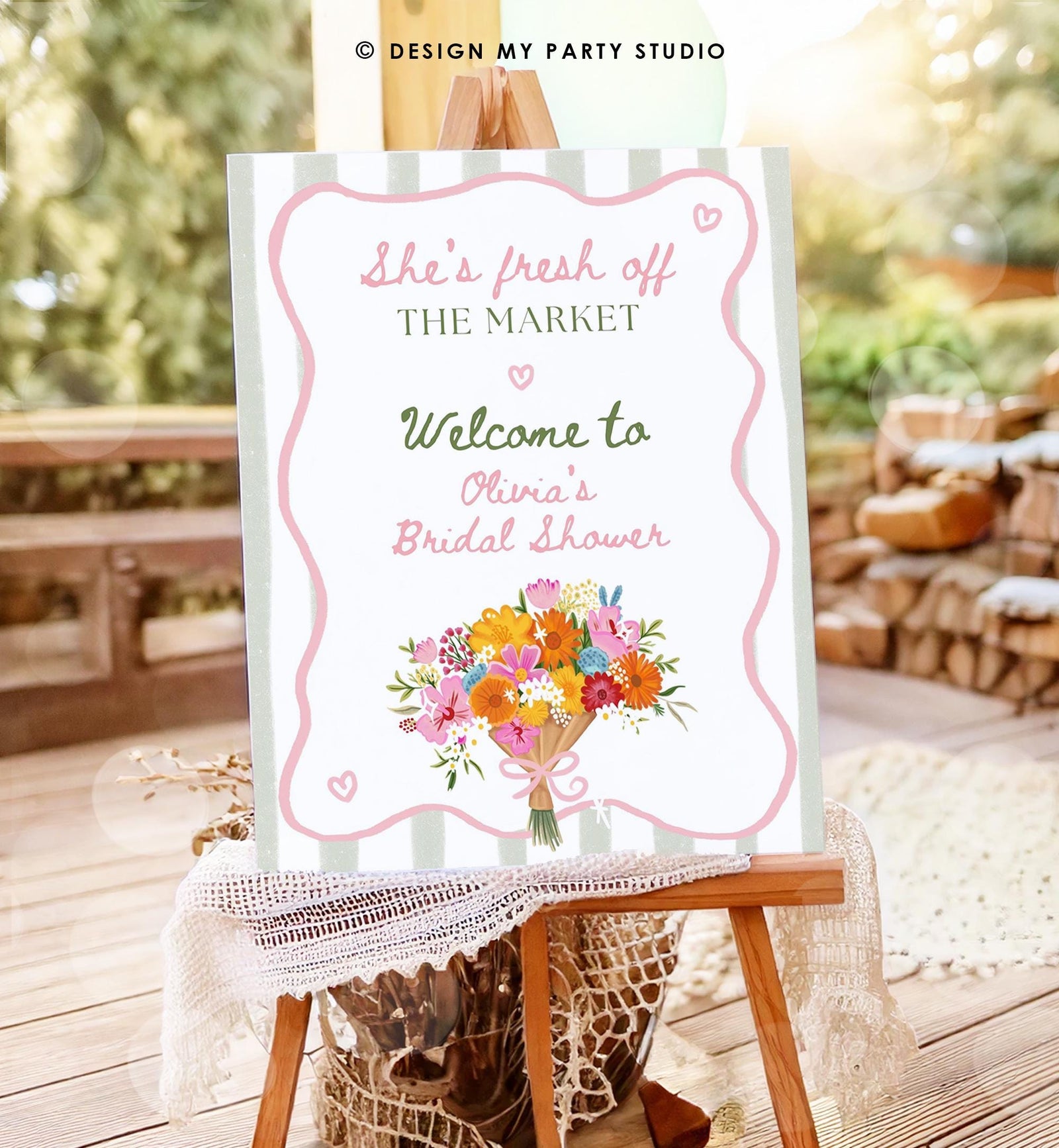 Editable Welcome Sign Fresh Off the Market Bridal Shower Farmers Flower Market Floral Digital Canva Template Instant Download Printable 0573
