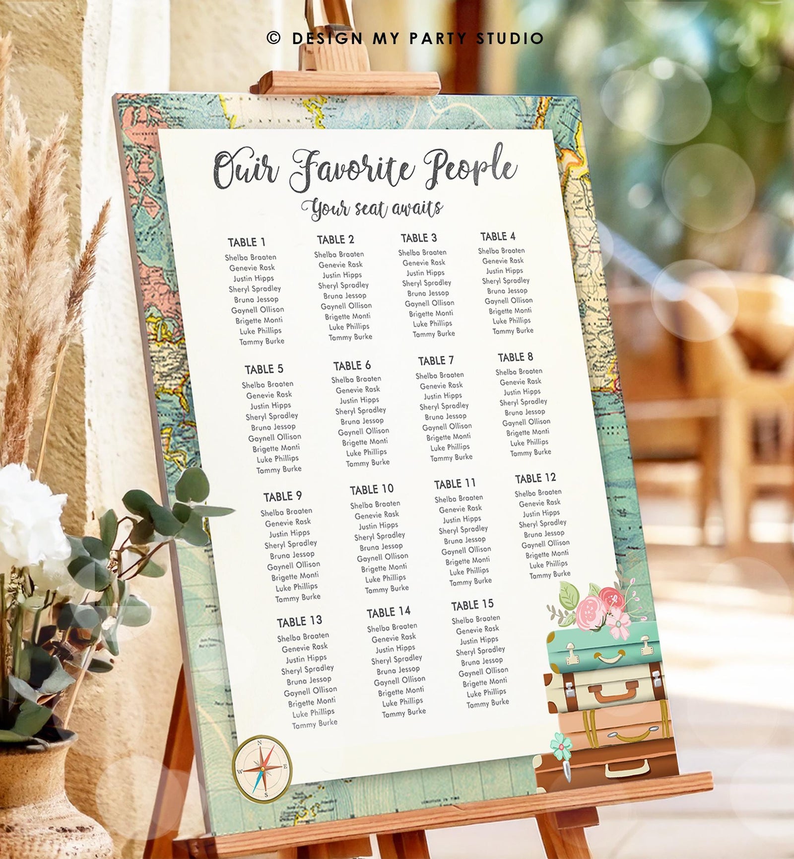 Editable Adventure Seating Chart Bridal Shower Baby Travel Passport Destination Wedding Awaits Digital Download Template Printable 0349