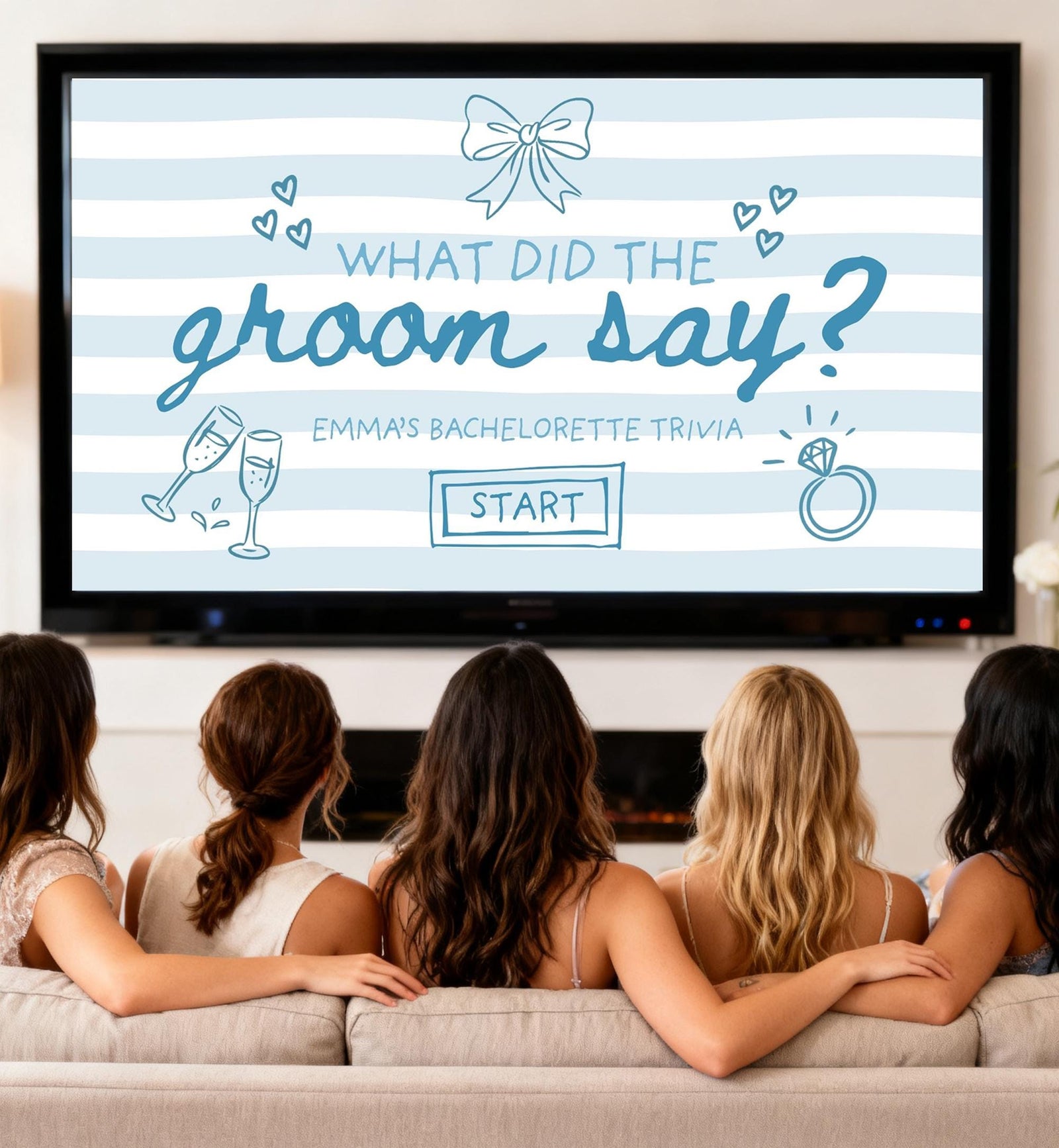 Editable Bachelorette Game Bridal Shower Game What Did The Groom Say Template Slideshow Trivia Game Instant Download Canva Template
