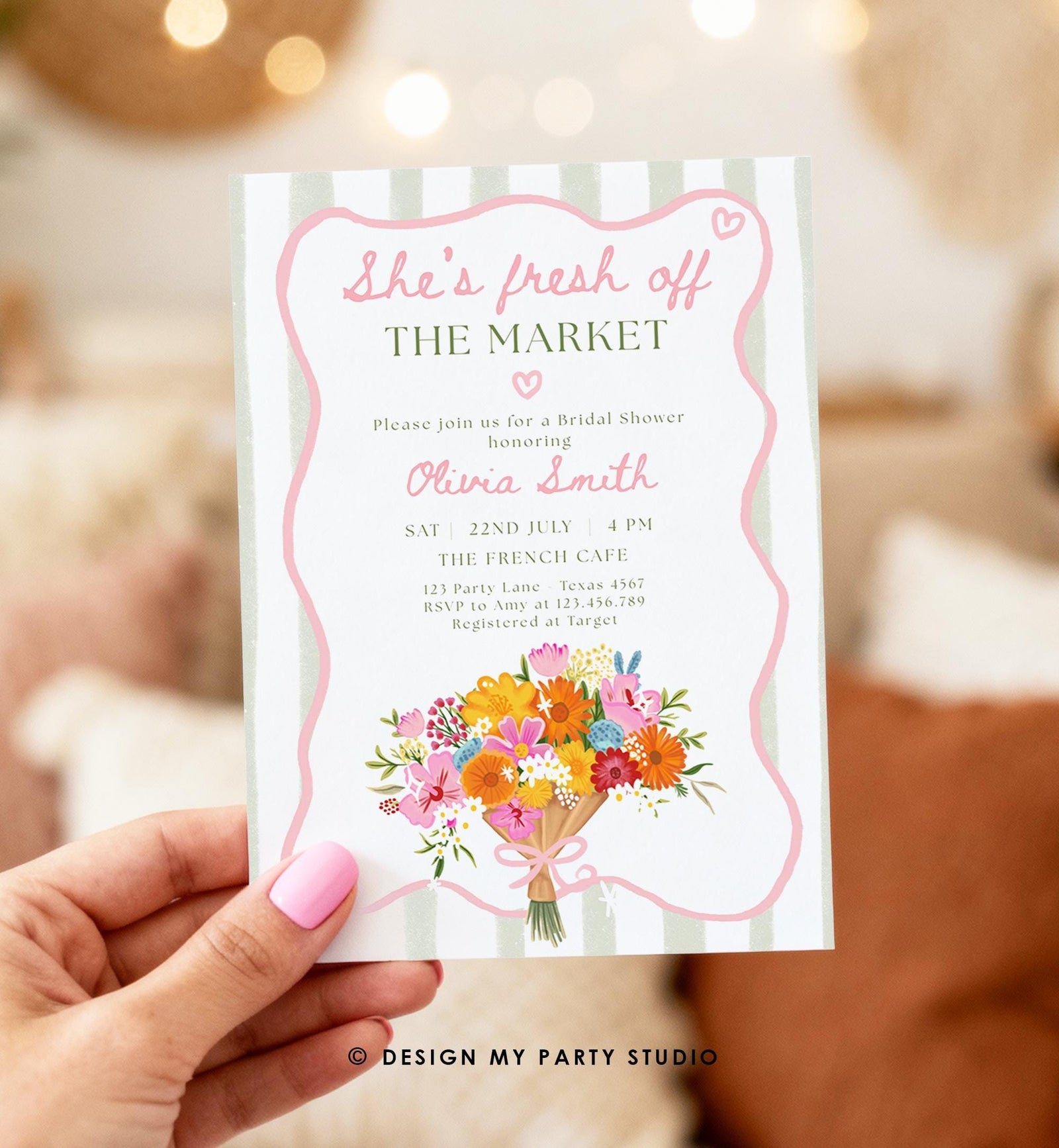 Editable Fresh Off the Market Bridal Shower invitation Farmer's Flower Market Floral Digital Canva Template Instant Download Printable 0573