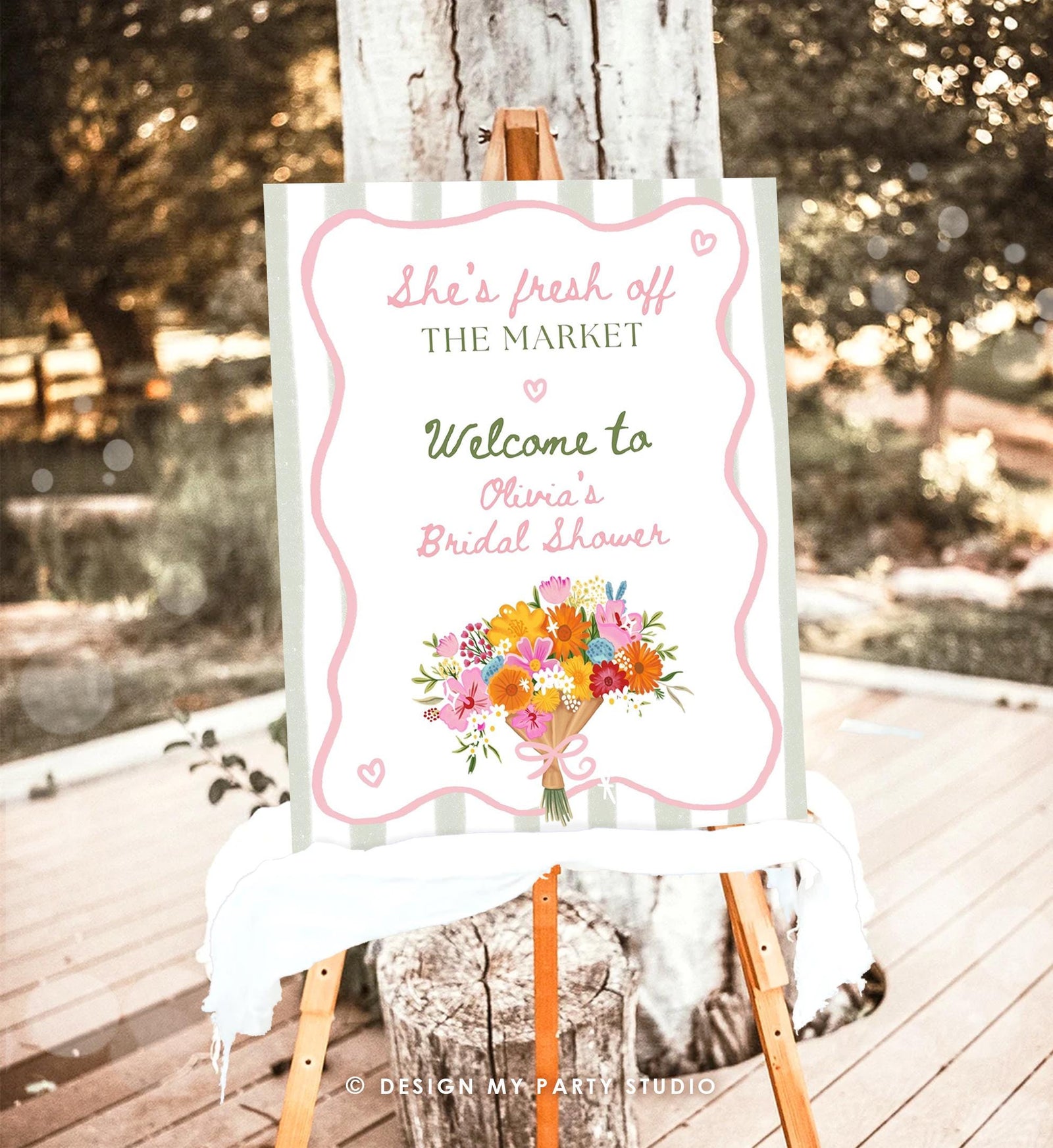 Editable Welcome Sign Fresh Off the Market Bridal Shower Farmers Flower Market Floral Digital Canva Template Instant Download Printable 0573