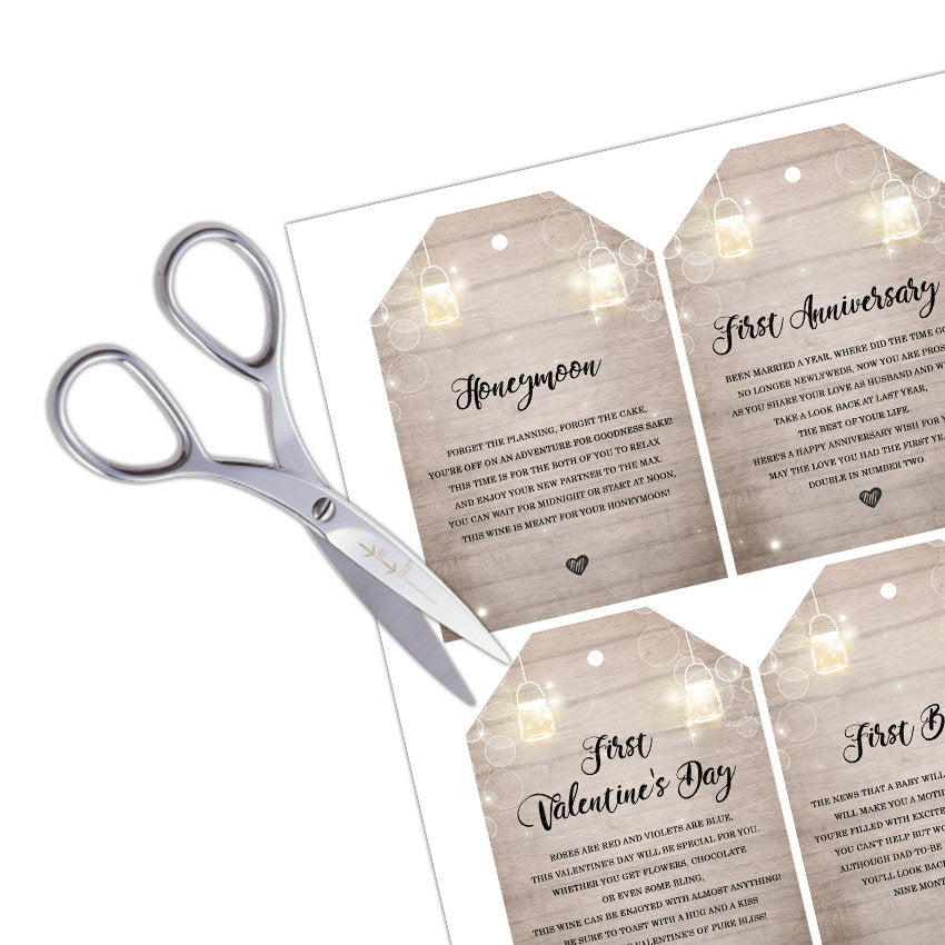 Wedding Milestone tags Milestone Wine Labels Wine Basket Tags Bridal shower gift Engagement gift wedding Wine poems set of 12 PRINTABLE