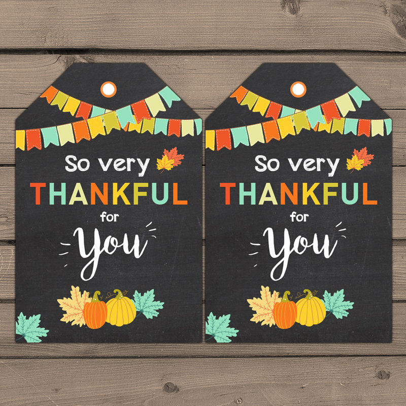 Thanksgiving Favor Thanksgiving Gift tags Thanksgiving Labels So very thankful for you Thank you Pumpkin Chalkboard Give thanks PRINTABLE