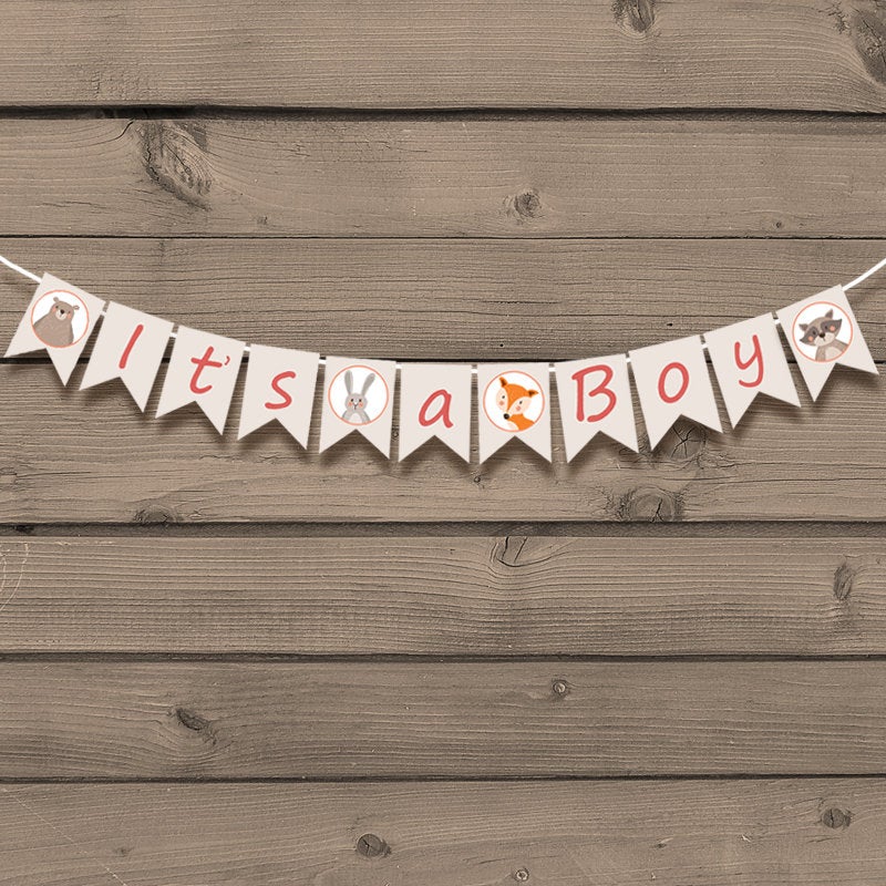 Baby shower banner Instant download banner Woodland baby shower Woodland theme Fox Bear DIY baby shower banner Sweet baby PRINTABLE PDF 0010