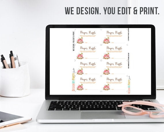 Baby Shower Diaper Raffle Card Little Pumpkin Girl Shower Pink Brown Autumn Fall Rustic Diaper Raffle Instant Download PRINTABLE 0049