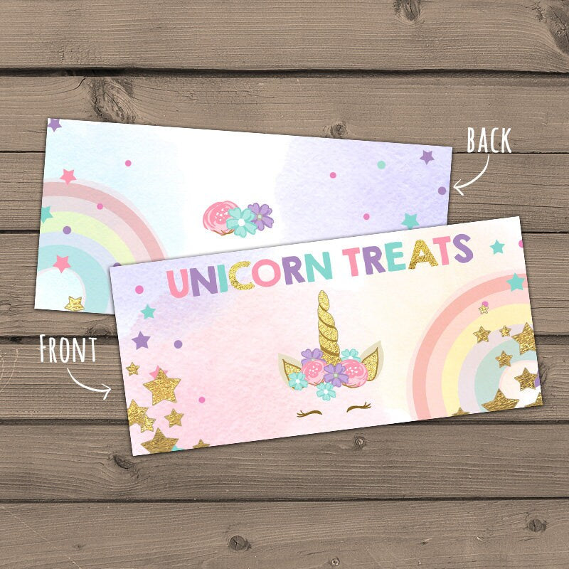 Printable Treat Bag toppers Unicorn Birthday Unicorn First birthday Unicorn Treats Pink and gold Girl Rainbow Magical DIGITAL PRINTABLE 0041