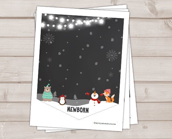 Winter Onederland First birthday banner Monthly Photo Banner Winter Onederland Woodland Birthday Snowflakes Boy party PRINTABLE Digital 0022