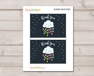 Baby Shower Thank you Card Cloud Thank You Note 4x6" Rain Cloud Raindrop Showered with Love Sprinkle Navy Neutral Instant Download 0036