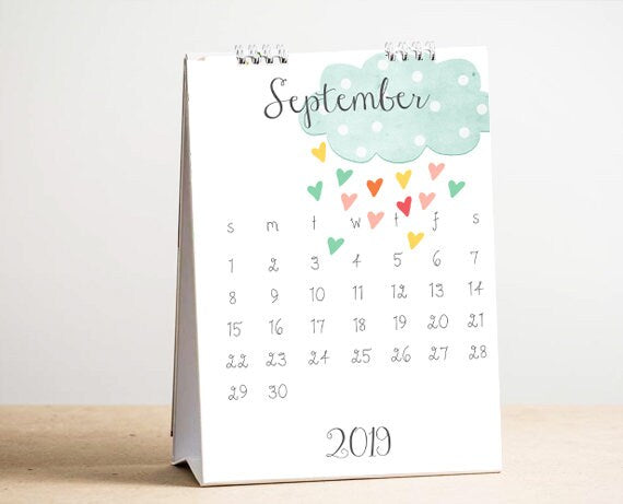 PRINTABLE 2019 calendar 2019 Wall calendar Desk calendar 2019 Classroom school Calendar 4x6 Month year Digital download calendar DIY