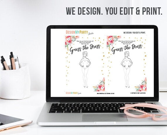 Guess The Dress Bridal Shower Game Wedding Shower game Dress Game Shower Activity Bachelorette Party Game Instant Download PRINTABLE 0030