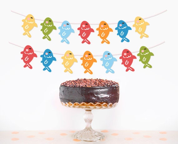 Fishing Garland Fishing Birthday Fishing Banner Decor Fishing Party Decor Party The Big One Fish Garland Gone Fishing PRINTABLE Digital 0080