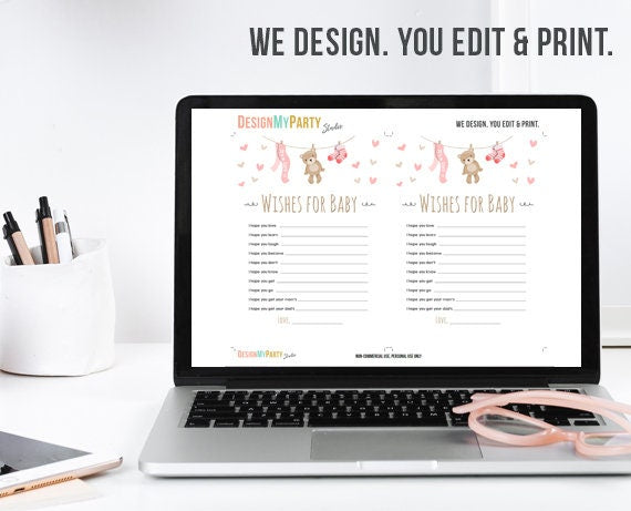 Teddy Bear Baby Shower Wishes for Baby Game Cards Instant Download Digital File Printable Baby Game Shower Activities DIY Printable 0025