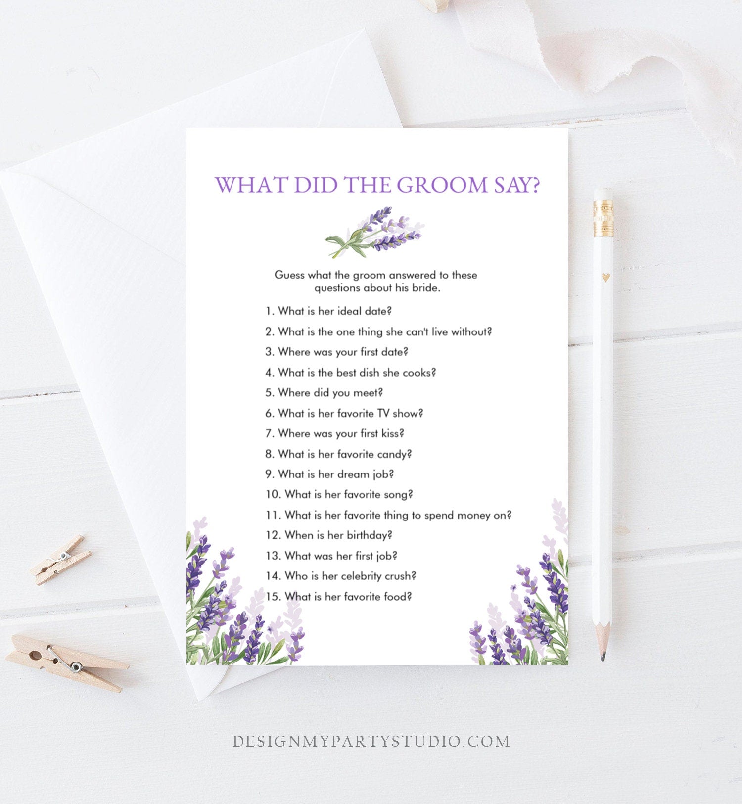 Who Knows the Bride Best Bridal Shower Game Wedding Shower Activity Lavender Rustic Editable Game Template Instant Download PRINTABLE 0206