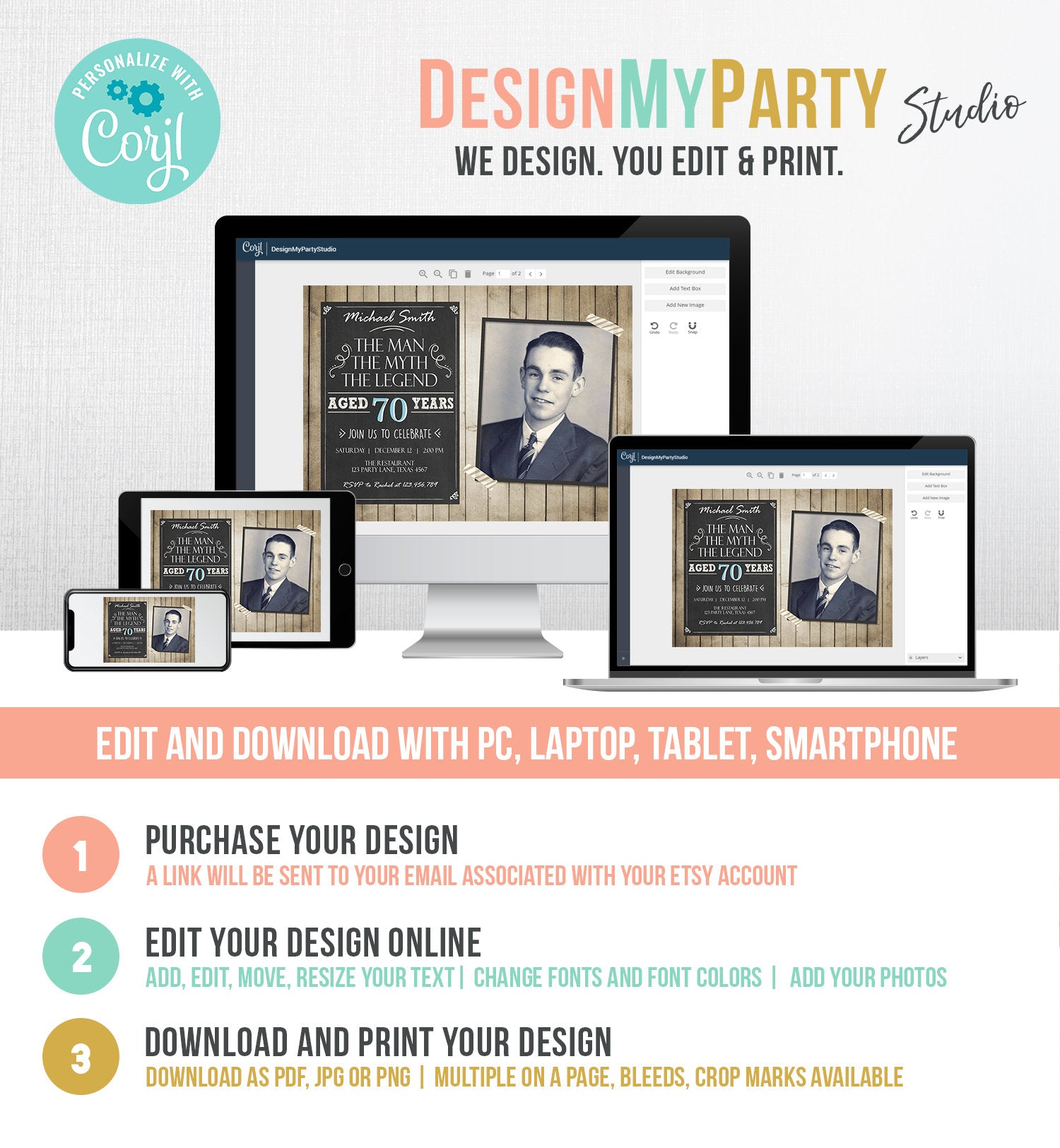 Editable The Man The Myth The Legend Birthday Invitation Man Men Adult Birthday Wood Rustic Chalk Download Printable Invitation Corjl 0101