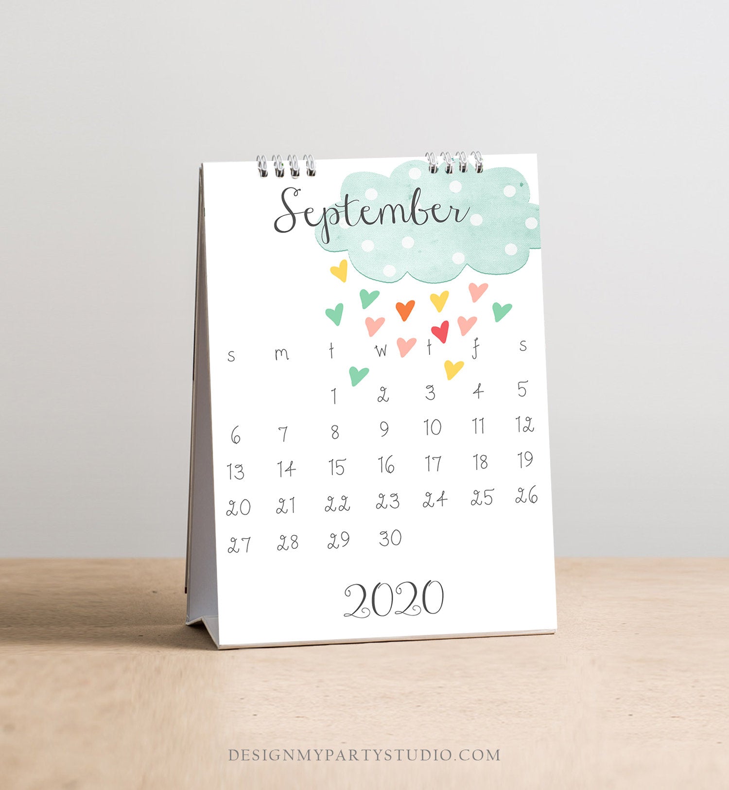 PRINTABLE 2020 Calendar Wall Calendar Desk Calendar Classroom School Calendar 4x6 Month Year Seasons Colorful Digital Instant Download DIY