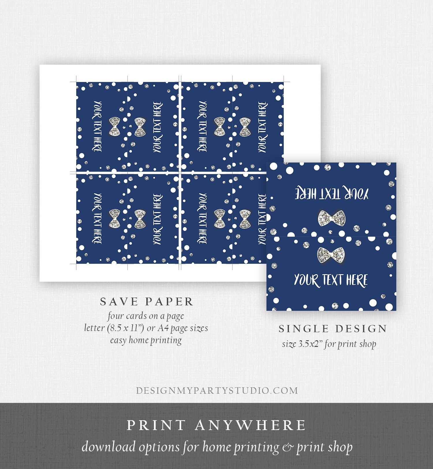 Editable Mr Onederful Food Labels Boy First Birthday Place Card Blue Silver Bowtie Tent Card Escort Card Printable Template Corjl 0072