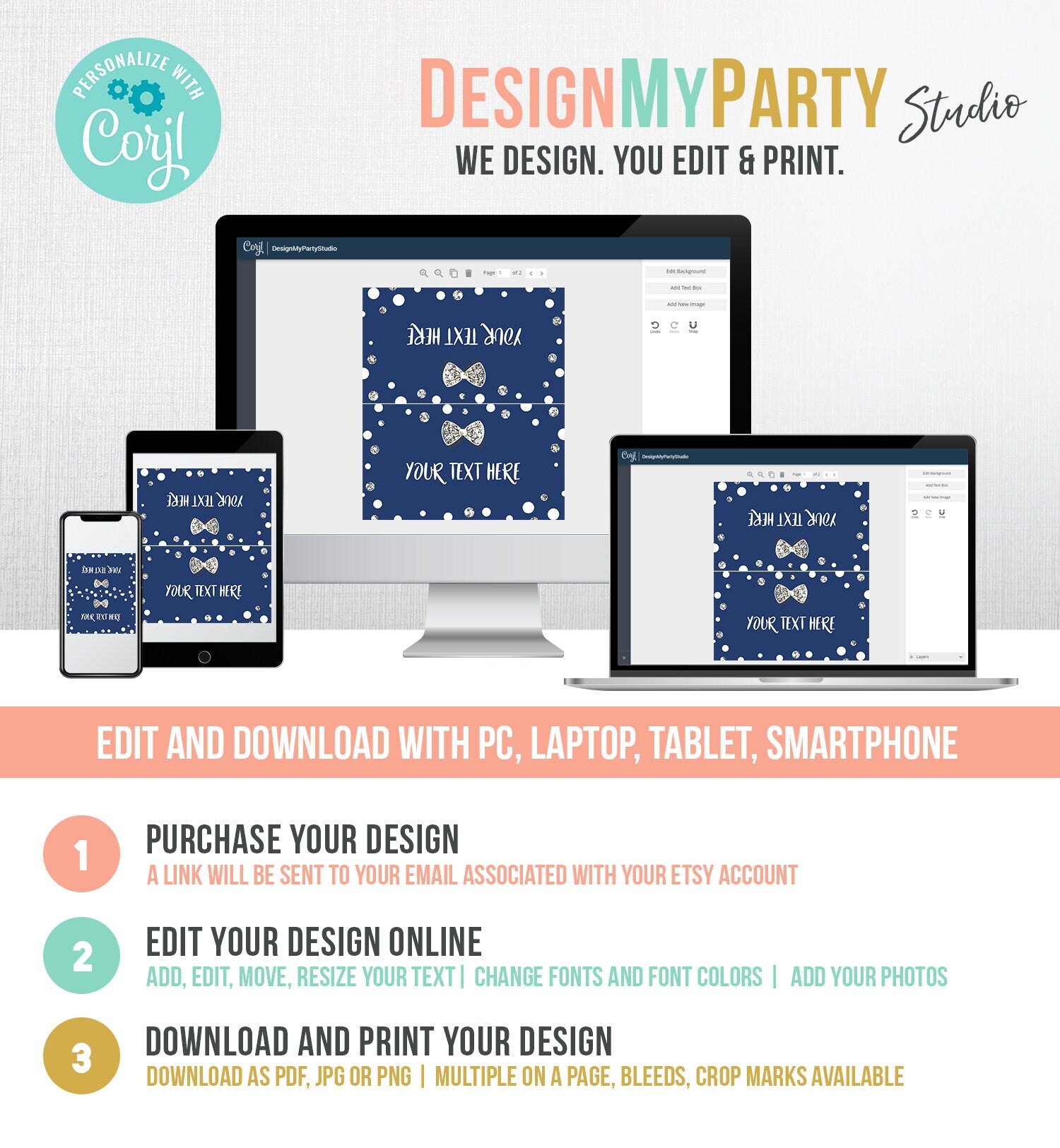 Editable Mr Onederful Food Labels Boy First Birthday Place Card Blue Silver Bowtie Tent Card Escort Card Printable Template Corjl 0072