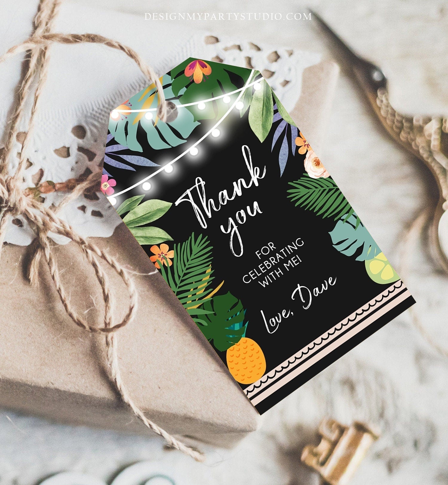 Editable Tropical Thank You Tag Adult Birthday Favor Tags Aloha Gift Tags Hawaiian Favor Tags Shower Tag Template Corjl PRINTABLE 0183