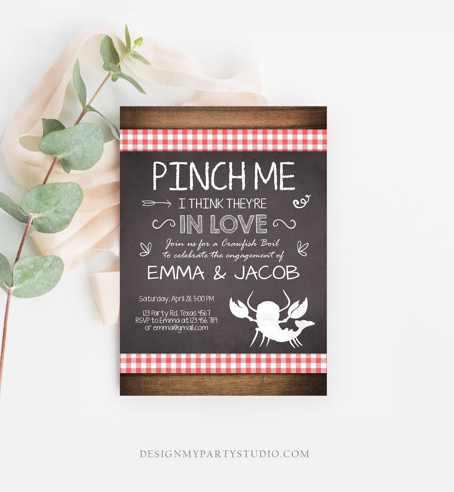 Editable Crawfish Boil Invitation Engagement Party Invitation Couples Shower Seafood Download Printable Invite Template Corjl Digital
