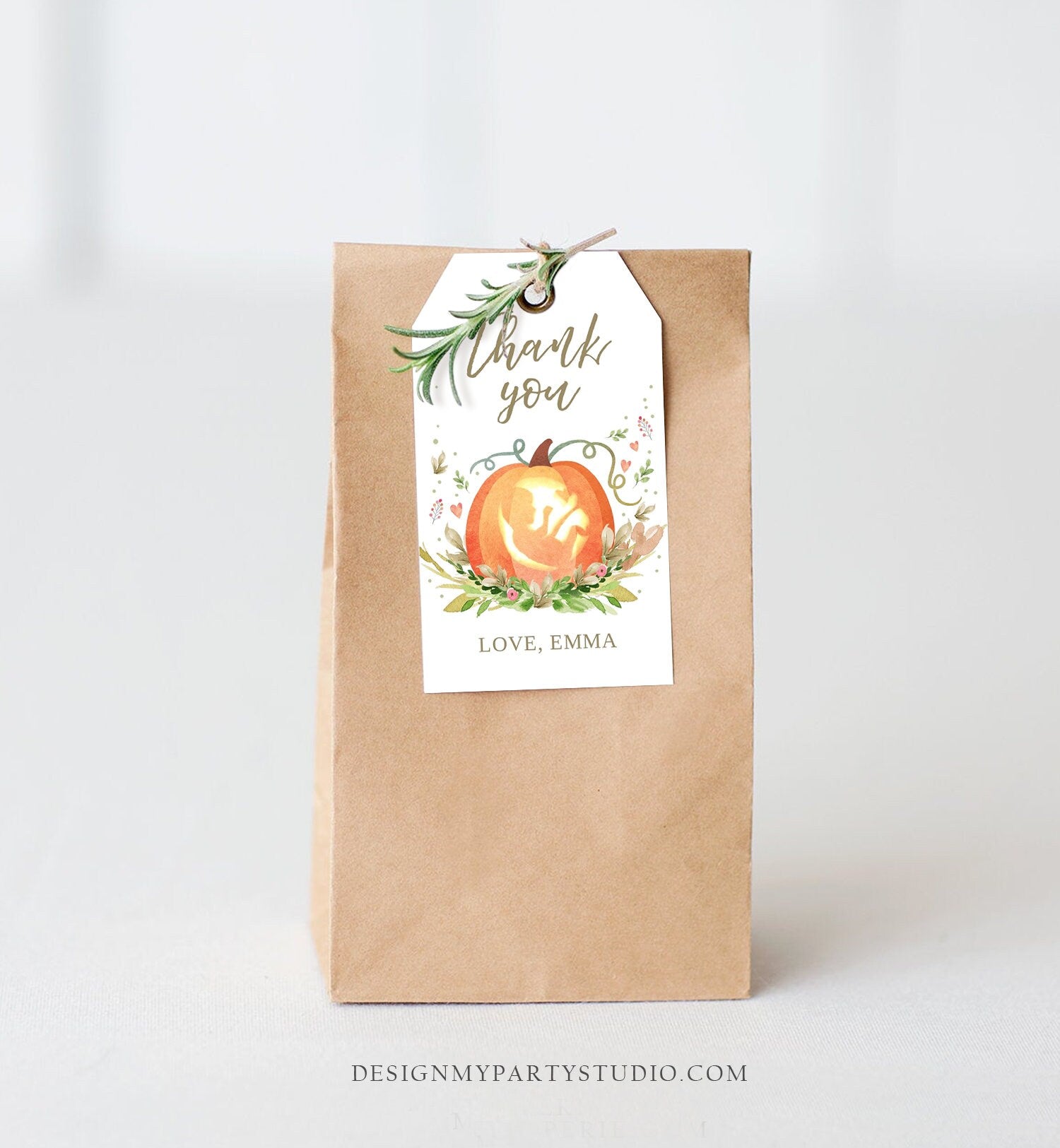 Editable Little Pumpkin Baby Shower Favor Tags Pumpkin Thank you Tags Rustic Fall Autumn Pumpkin Gender Neutral Label Corjl Template 0174