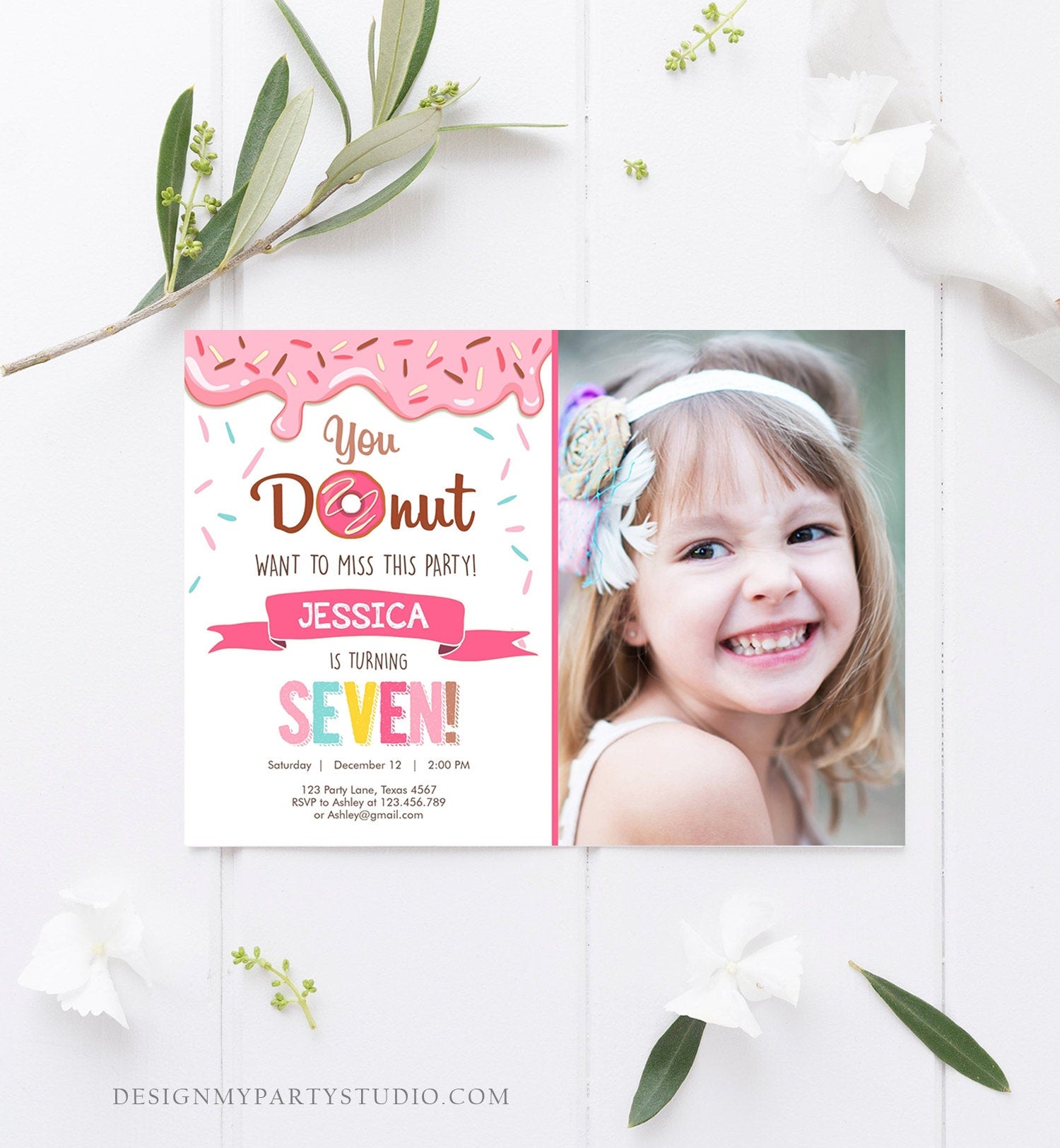 Editable Donut Birthday Invitation ANY AGE Donut Want to Miss Girl Pink Sweet Doughnut Party Digital Download Printable Corjl Template 0050