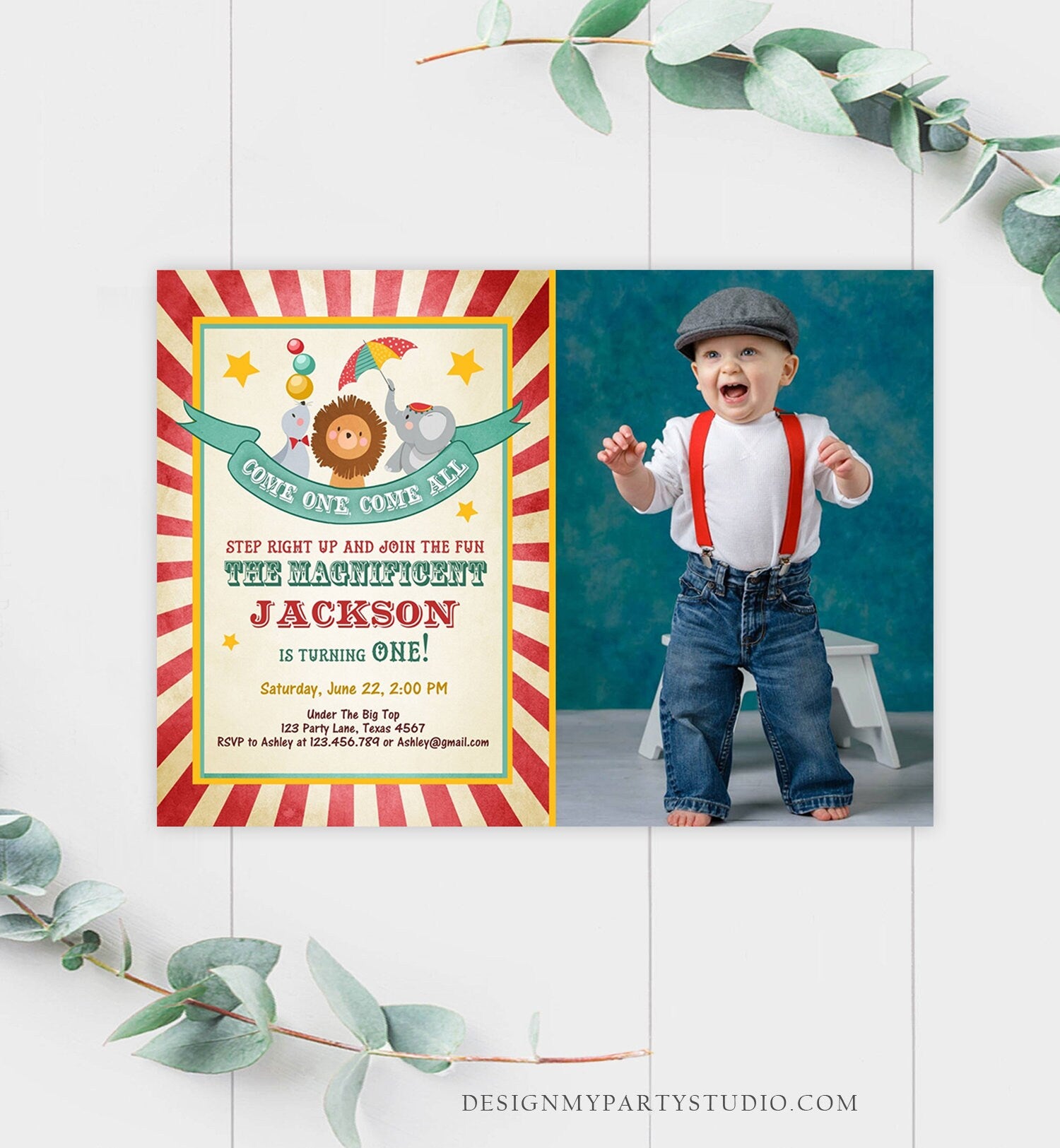 Editable Carnival Invitation Circus Birthday Invitation Carnival Invite Big Top Birthday Boy Vintage Printable Template Digital Corjl 0013