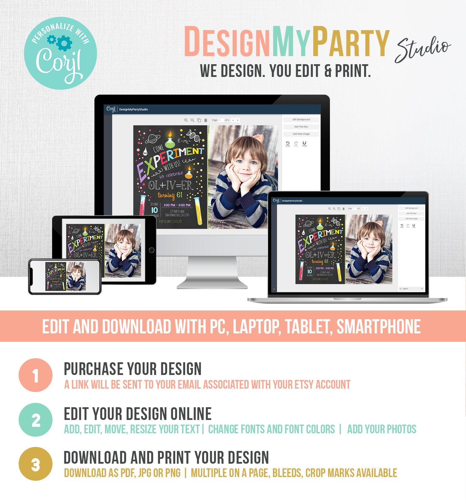 Editable Science Experiment Birthday Invitation Boy Experiment Party Mad Scientist Lab Slime Party Professor Corjl Template Printable 0094