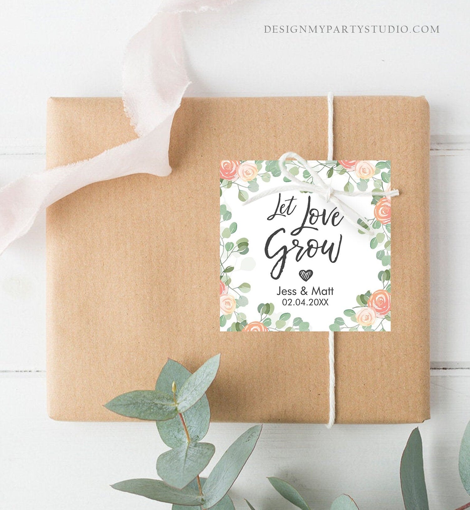 Editable Watch Love Grow Tags Wedding Shower Favor Tags Plant Tags Cactus Succulent Thank You Tag Download Corjl Template Printable 0029