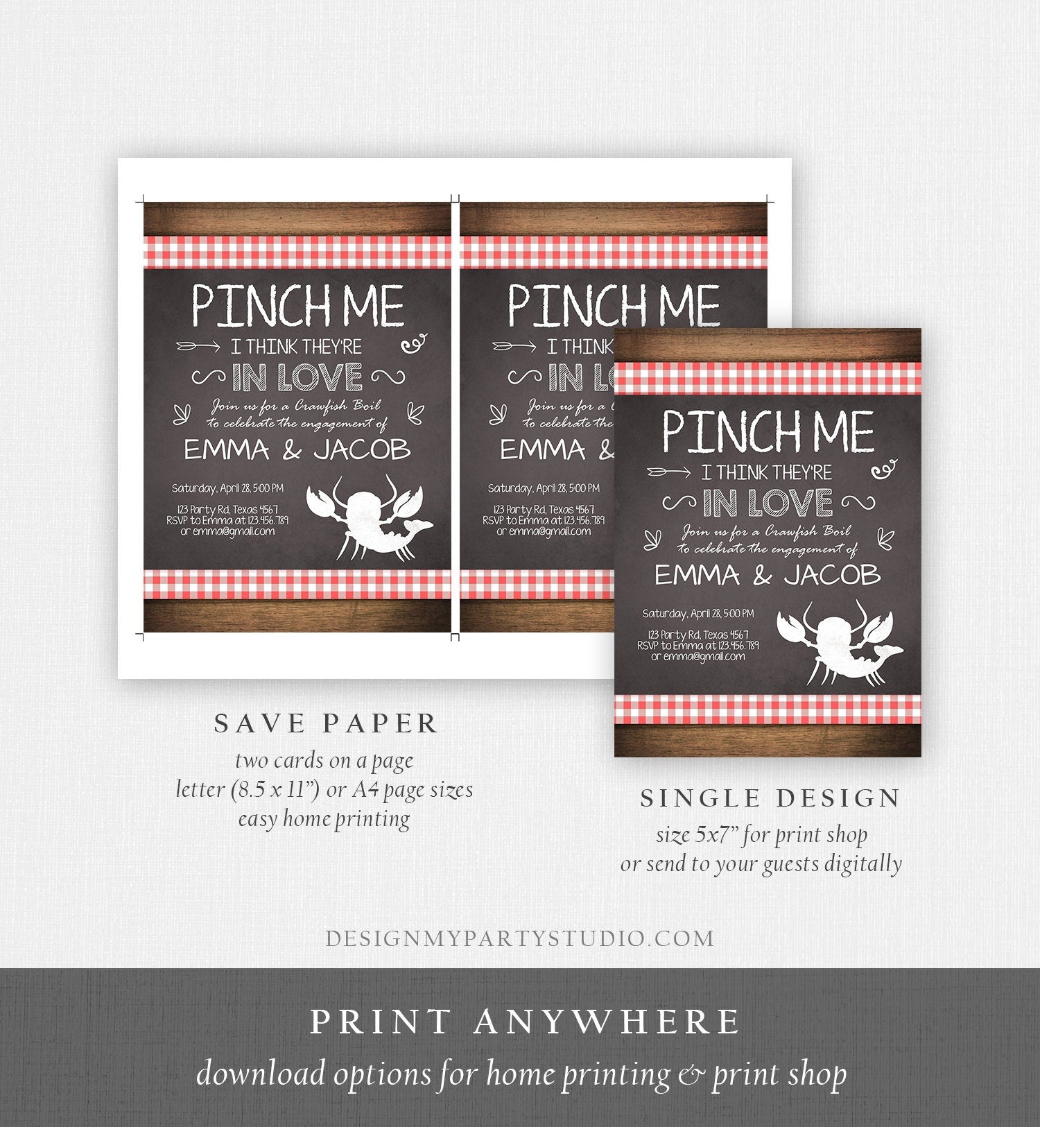 Editable Crawfish Boil Invitation Engagement Party Invitation Couples Shower Seafood Download Printable Invite Template Corjl Digital